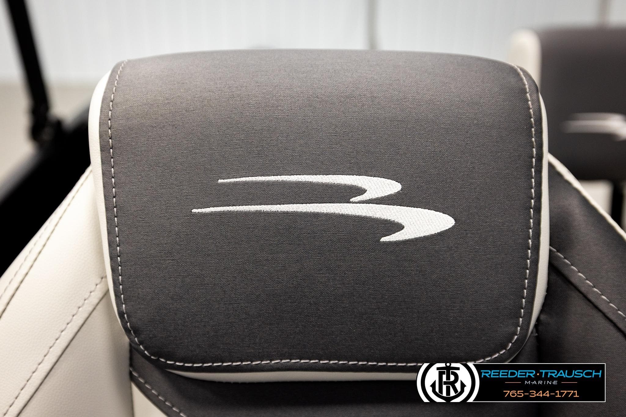 2026 Bennington 22 SSBSF boat seat with logo, featuring sleek stitching design.