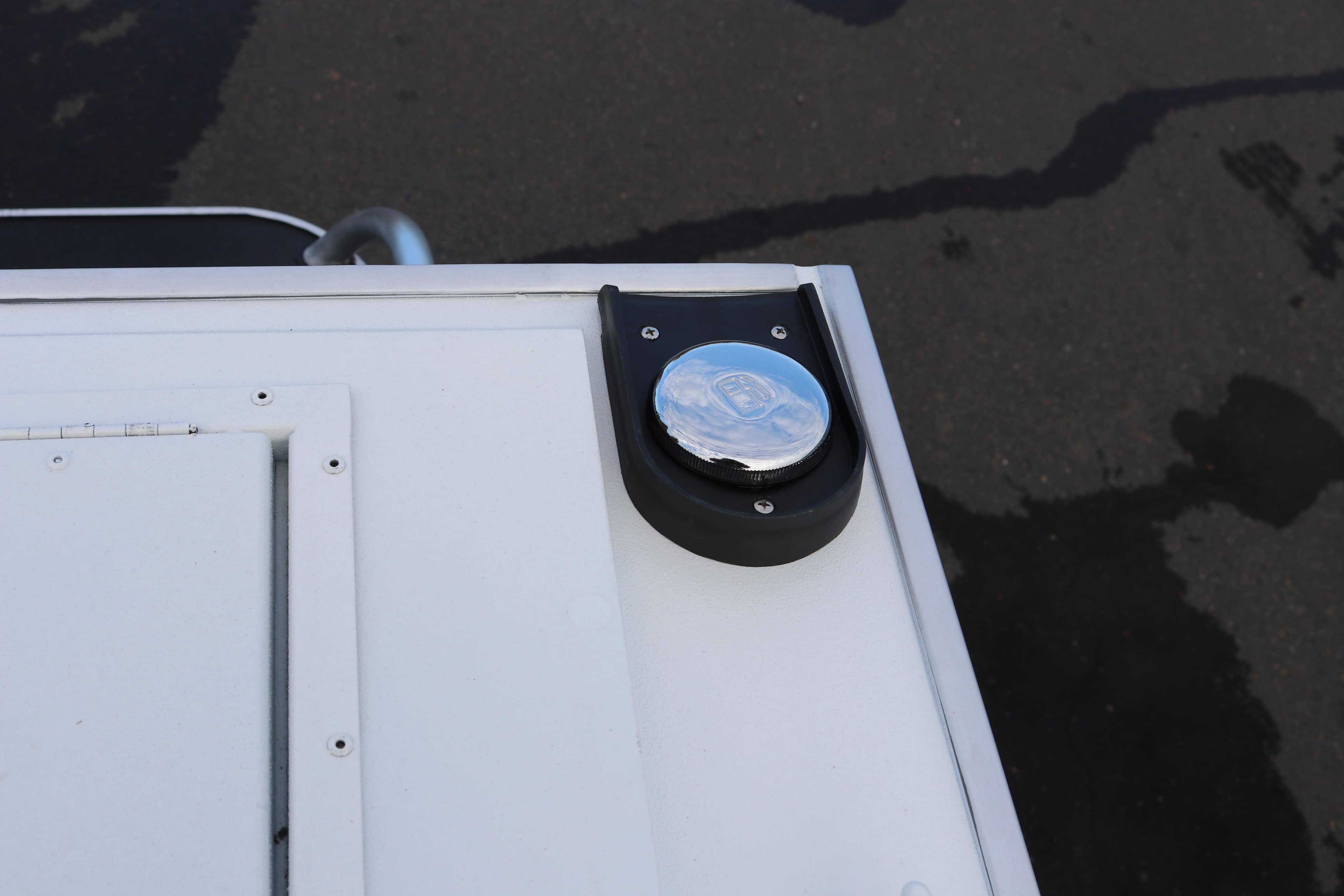 2026 Alumaweld Intruder Outboard 22 boat detail, featuring a sleek deck component.