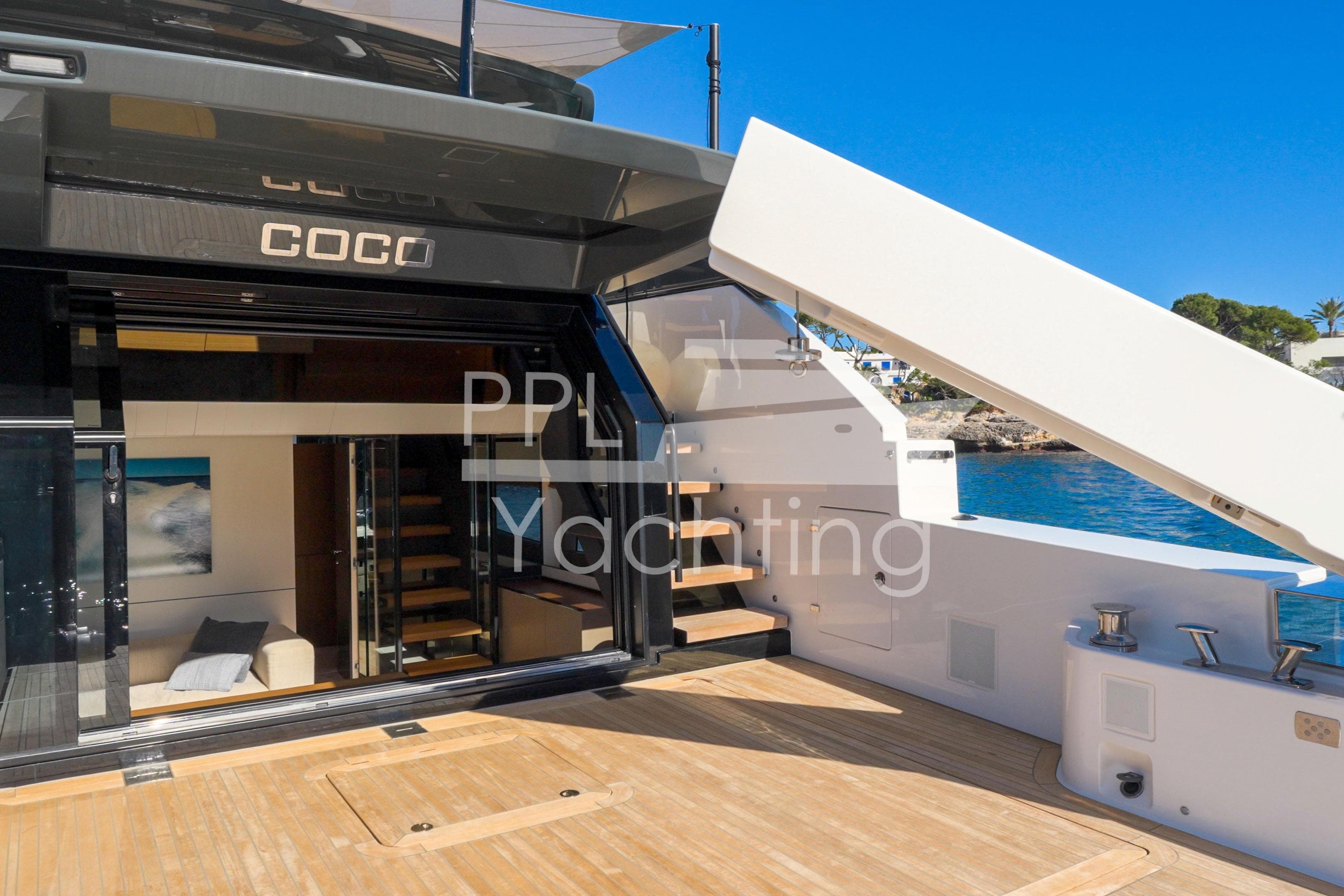 2024 Bluegame BGX63 yacht with open deck and luxurious interior.
