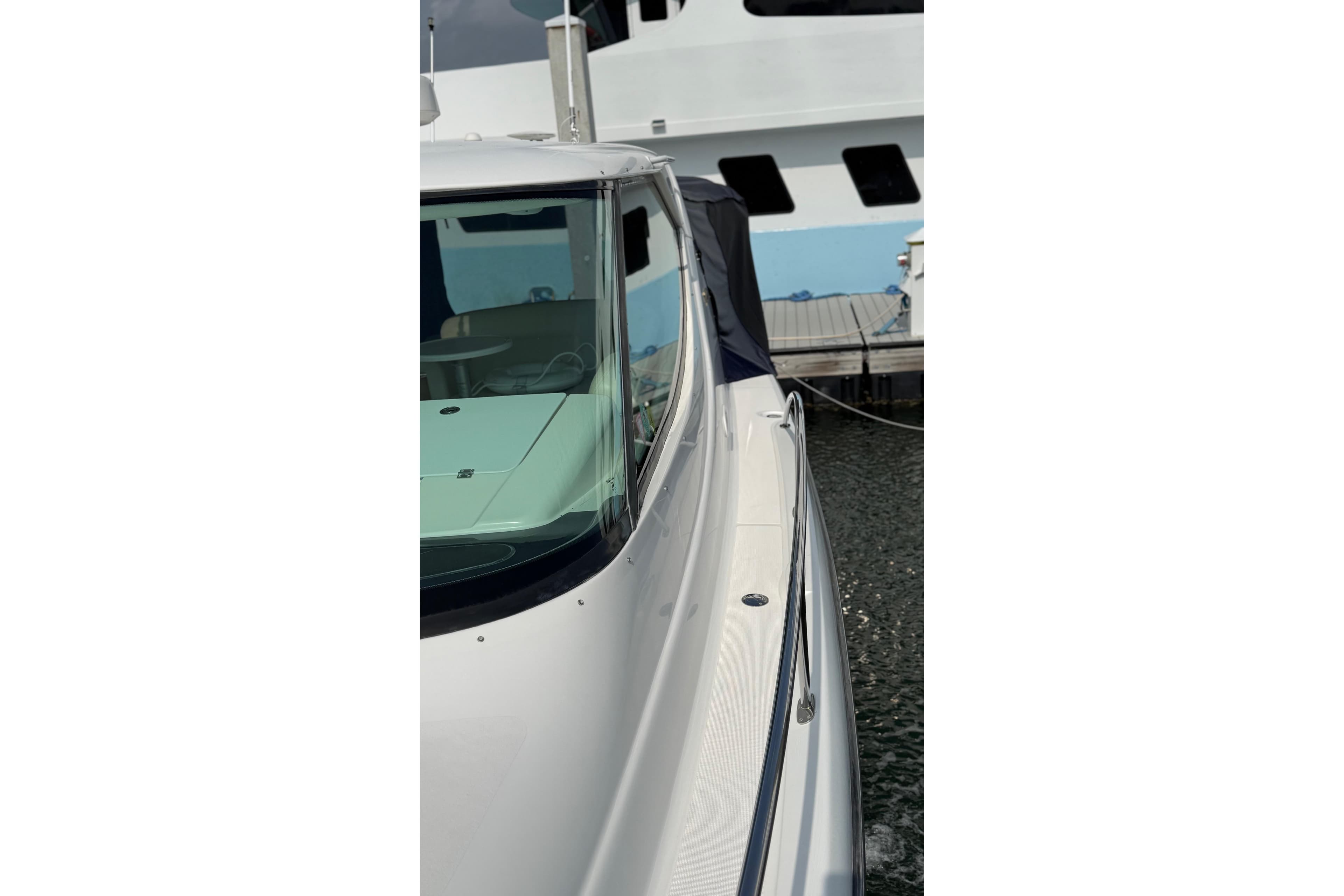 2007 Tiara Yachts 3900 Sovran docked, showcasing sleek design and modern features.