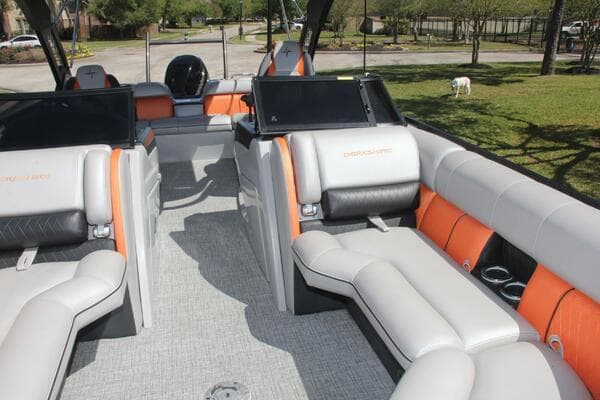2021 Berkshire 25 Sport CL pontoon boat with luxurious seating and modern design.