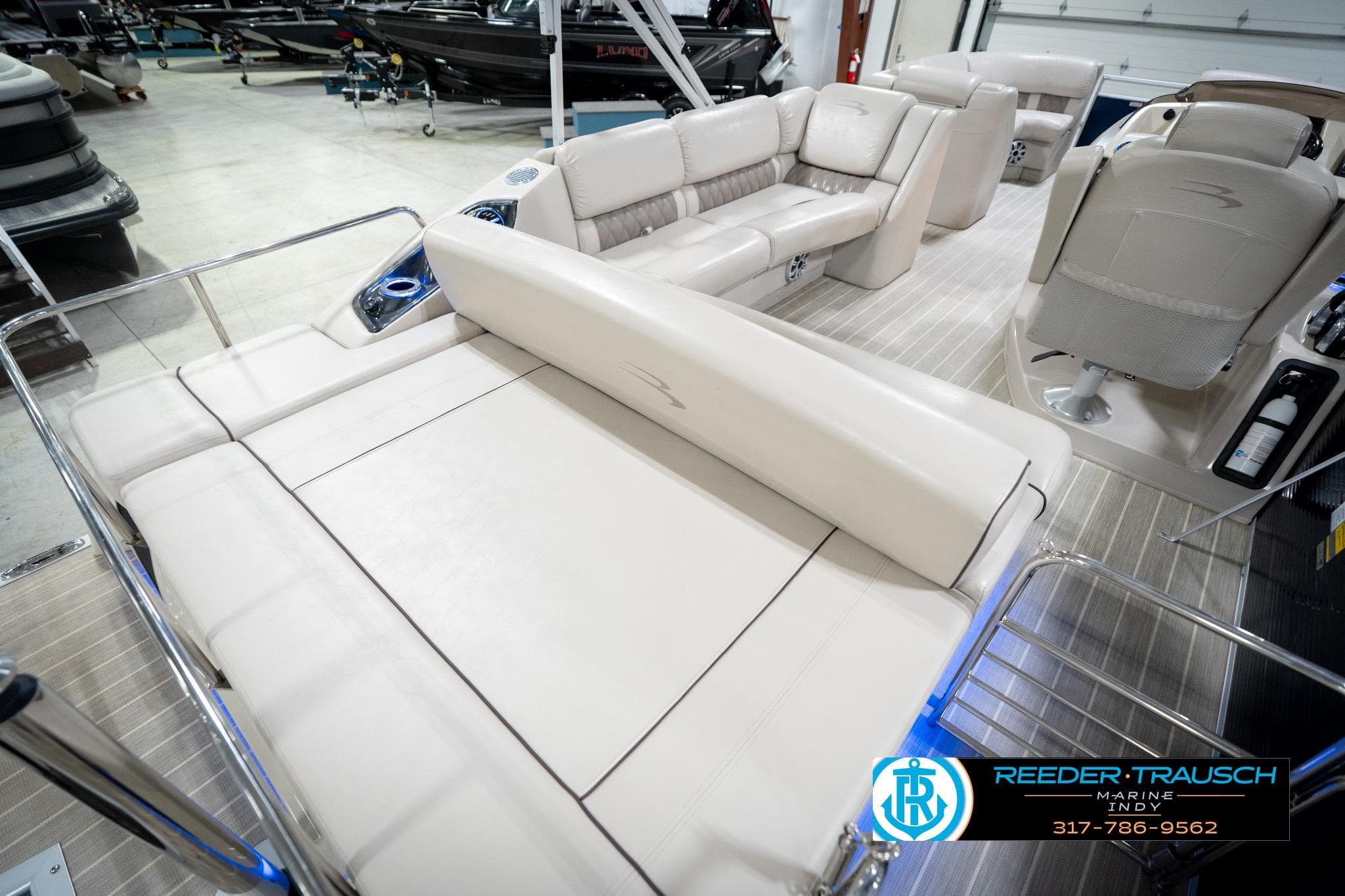 2016 Bennington 2375 RSB pontoon boat interior with luxurious seating and modern design.