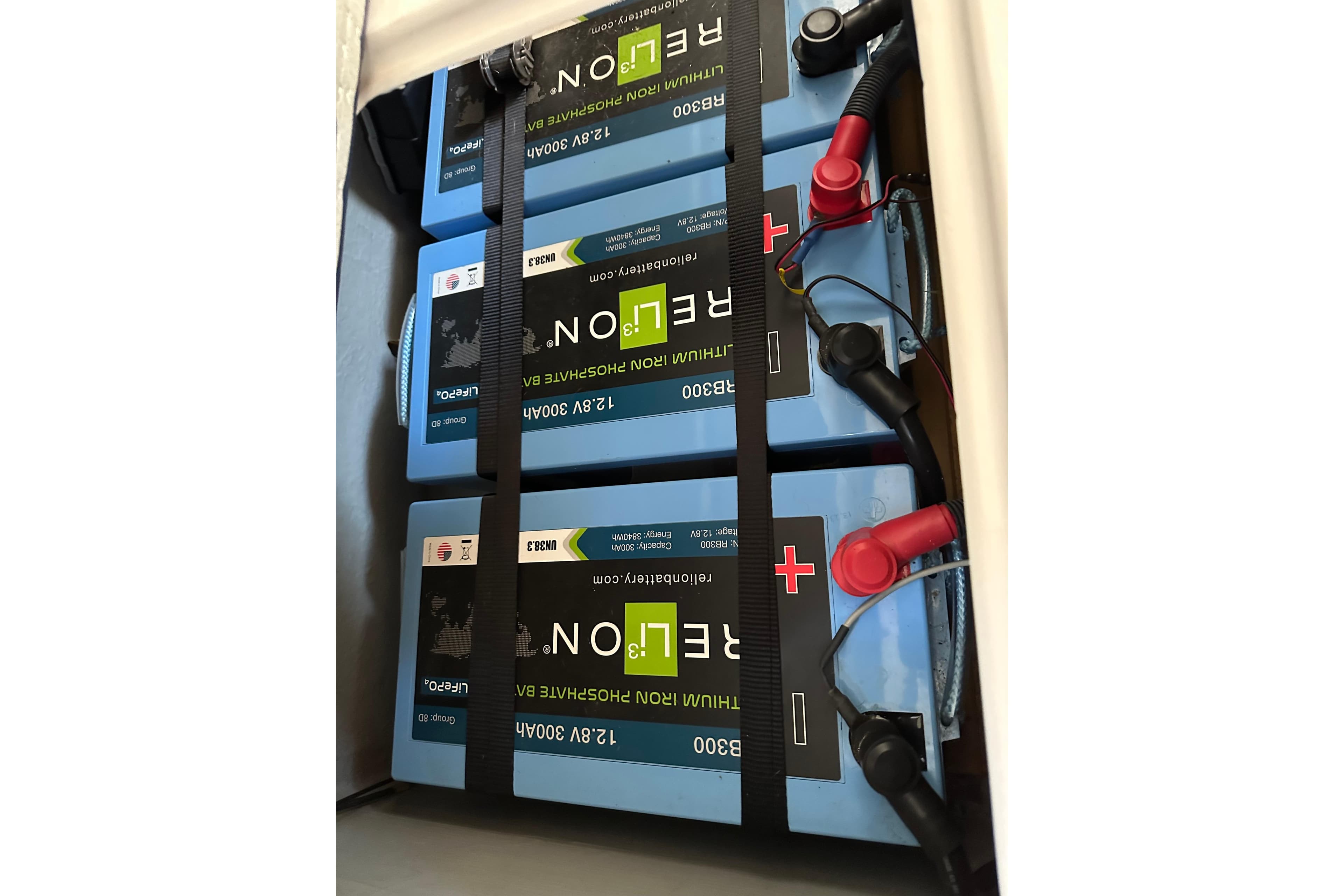 Lithium batteries installed in a 2005 Seawind 1160 catamaran.