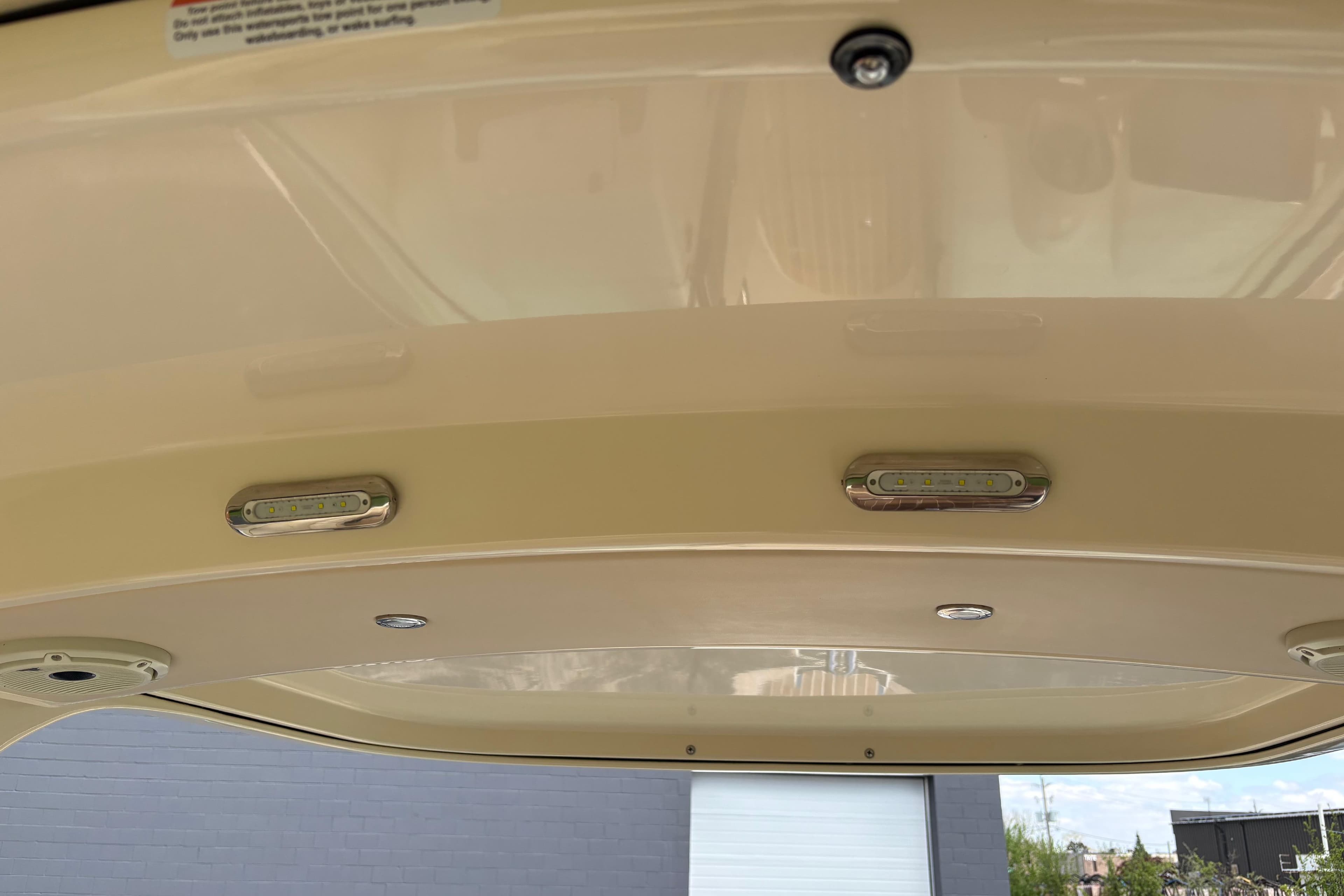 2022 Chris-Craft Launch 28 GT boat interior ceiling with LED lights.