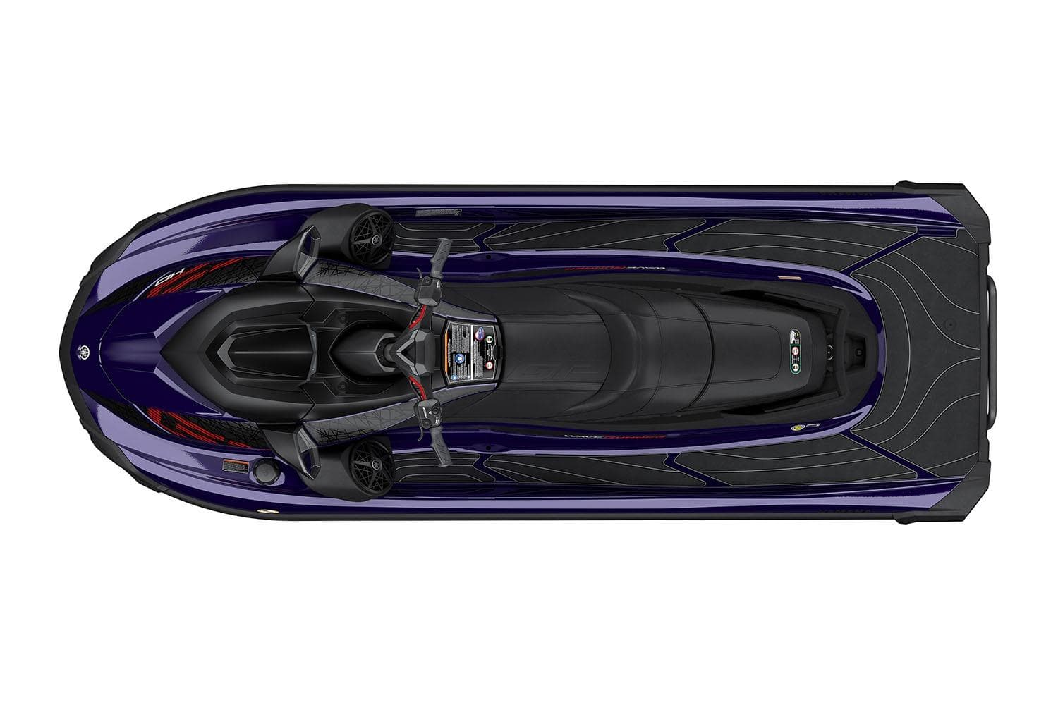 Manufacturer Provided Image: 2026 Yamaha WaveRunner GP HO, top view, sleek design, black and purple color scheme.