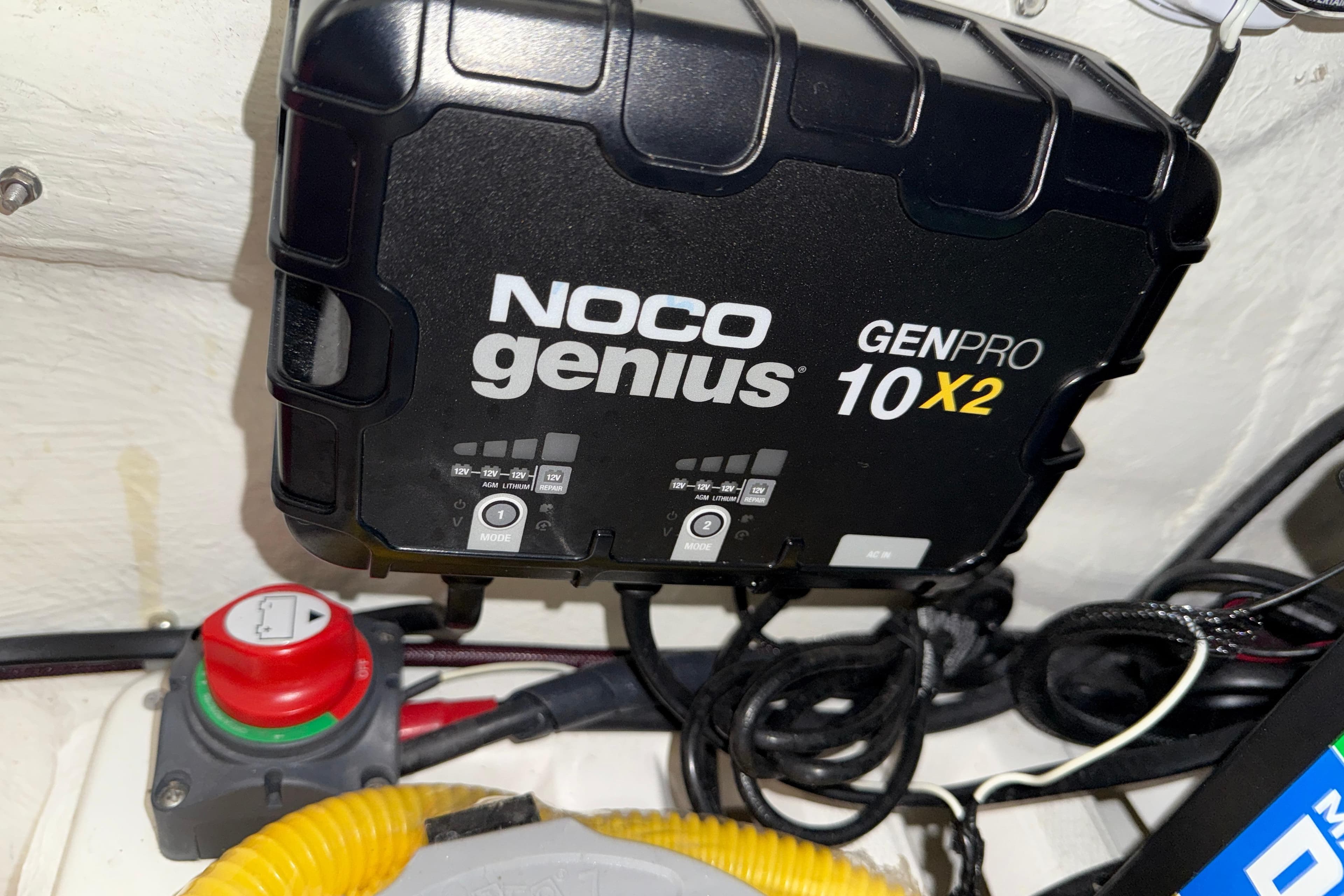 NOCO Genius GENPRO 10X2 charger in 2023 Flexboat Flex 680 Explorer.