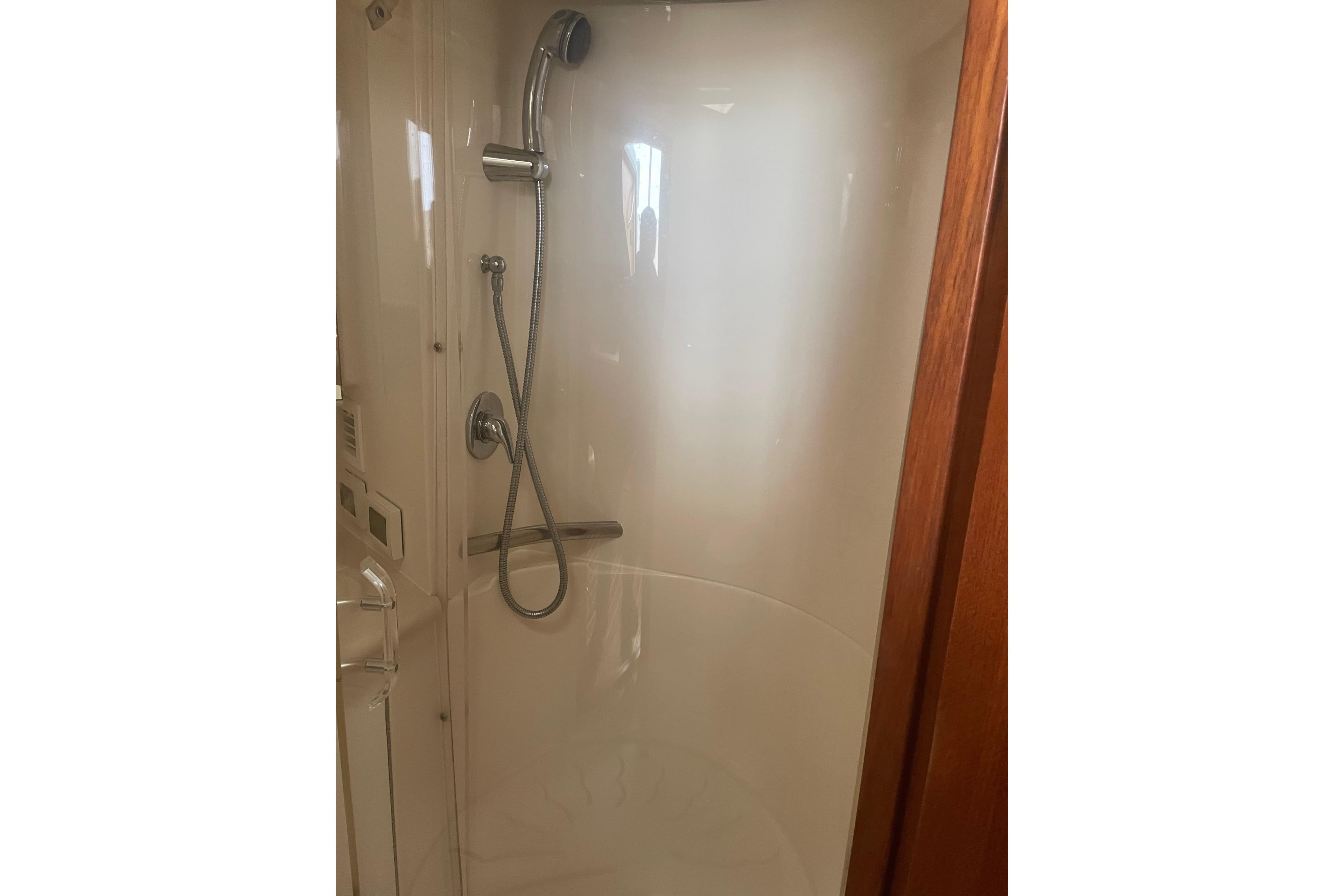 Shower area in 2006 Tiara Yachts 3800 Open, featuring sleek design and modern fixtures.