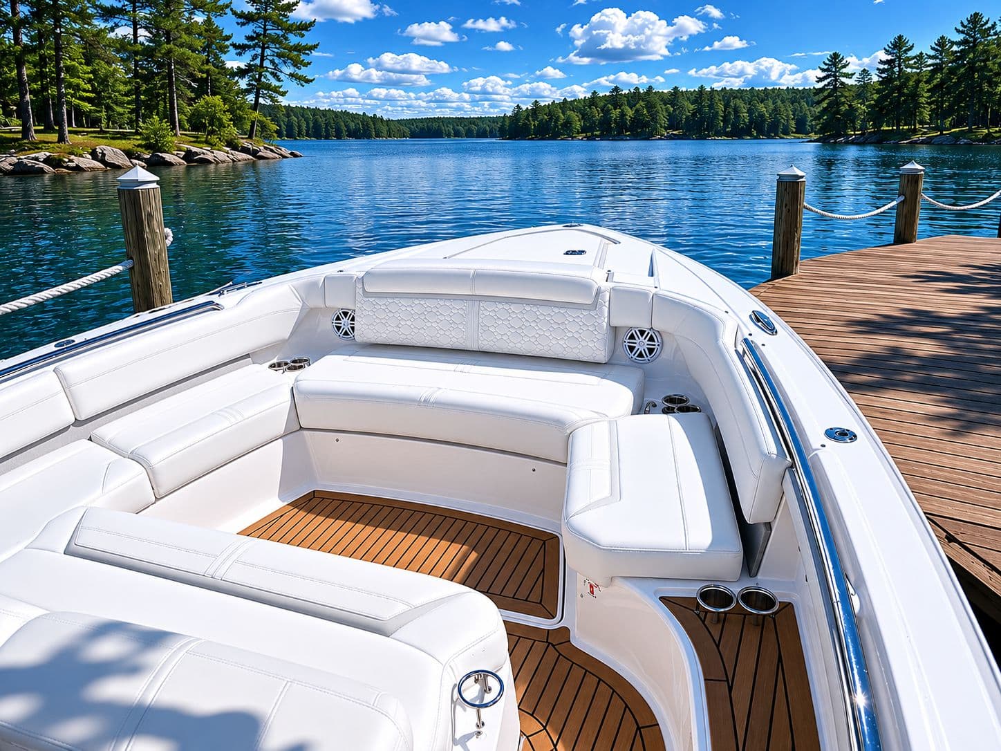 2023 Tiara Yachts 48 LS at lakeside with luxurious interior.