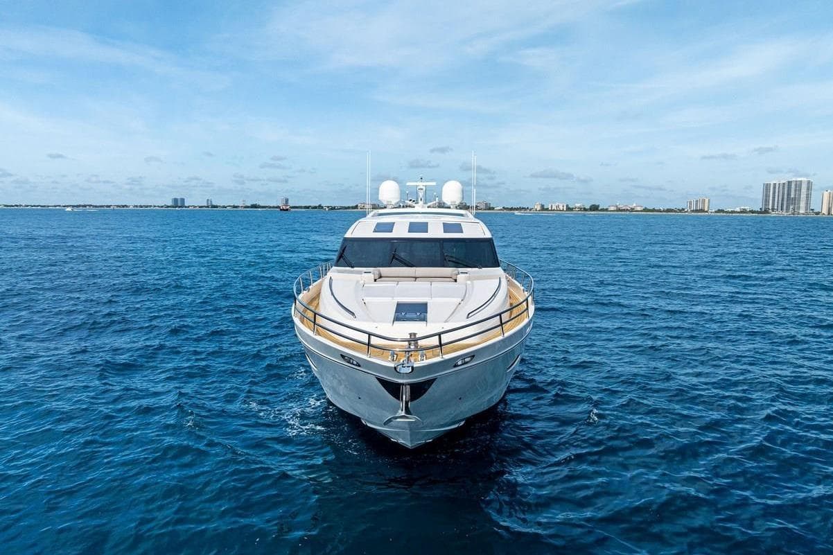 Luxury Princess 78 yacht cruising on open sea, 2013 model.