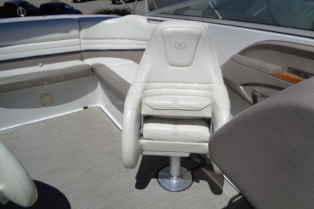2001 Cobalt 246 boat interior with white leather seating and modern design.