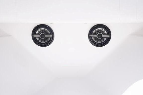 2023 Fountain 38 Tournament Edition boat speakers on white interior.
