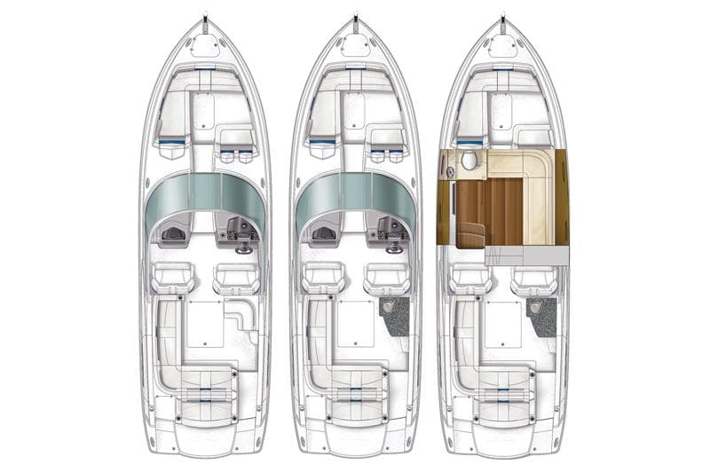 Manufacturer Provided Image: 2013 Chaparral 327 SSX boat layout diagram showing interior and seating arrangements.