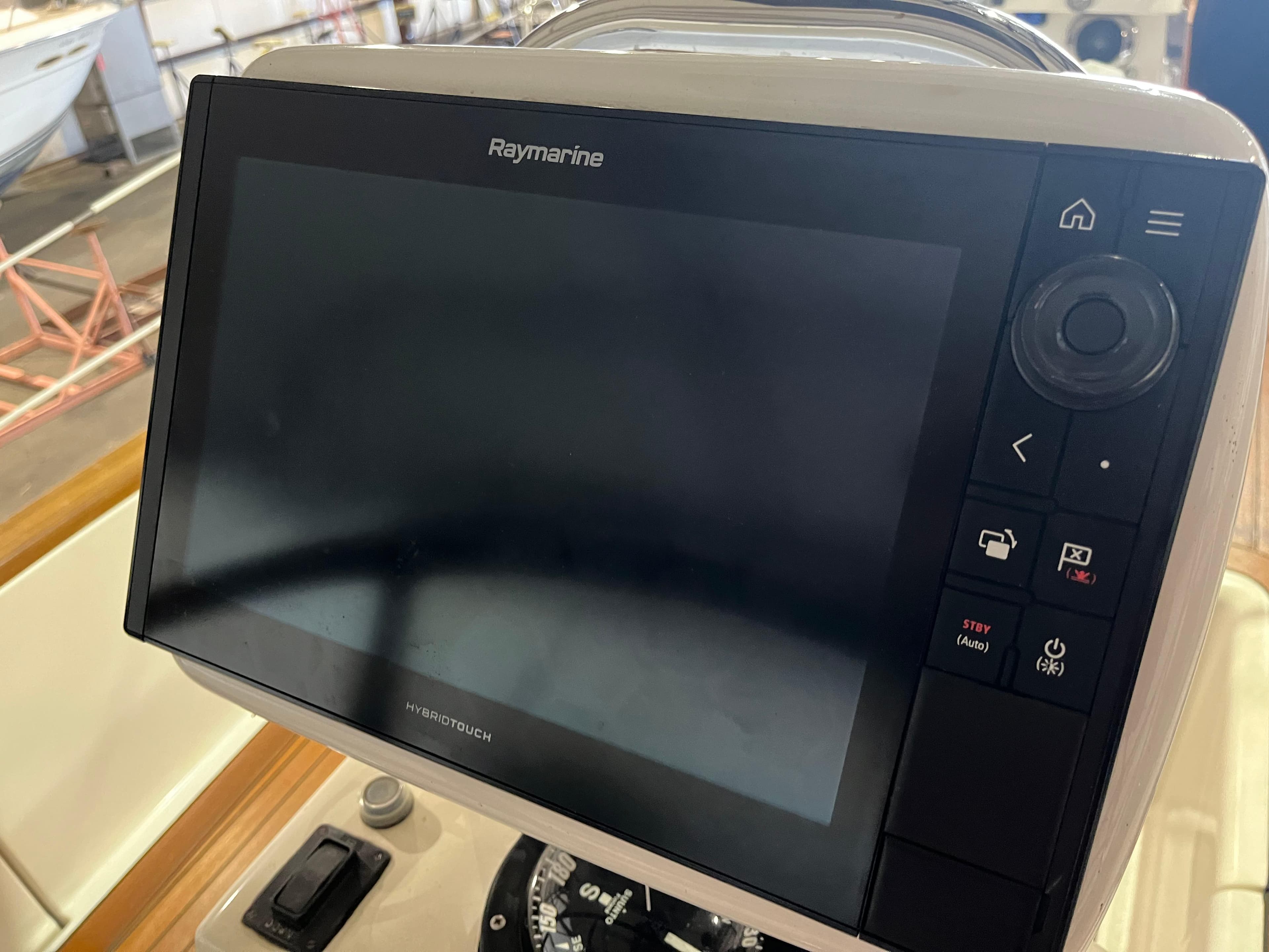 Raymarine navigation display on 2003 Fantasi 44 Pilot House yacht.