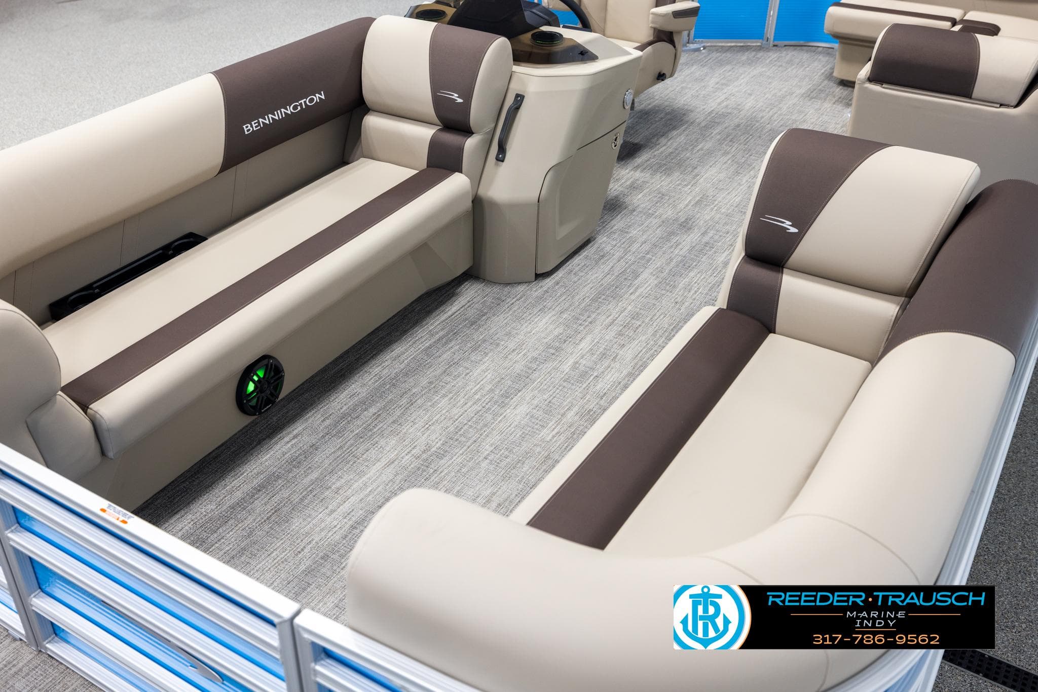 Interior of the 2025 Bennington 20 SL pontoon boat.