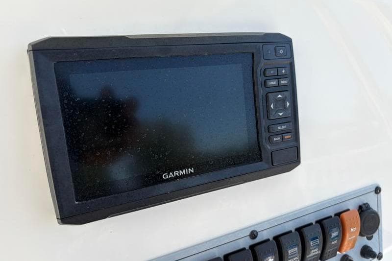 Garmin navigation system on 2024 Key West 210 Bay Reef boat dashboard.