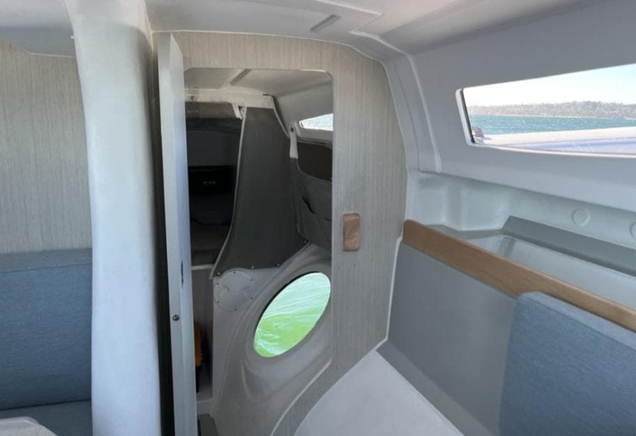 Interior of the 2024 Corsair 880 Standard sailboat.