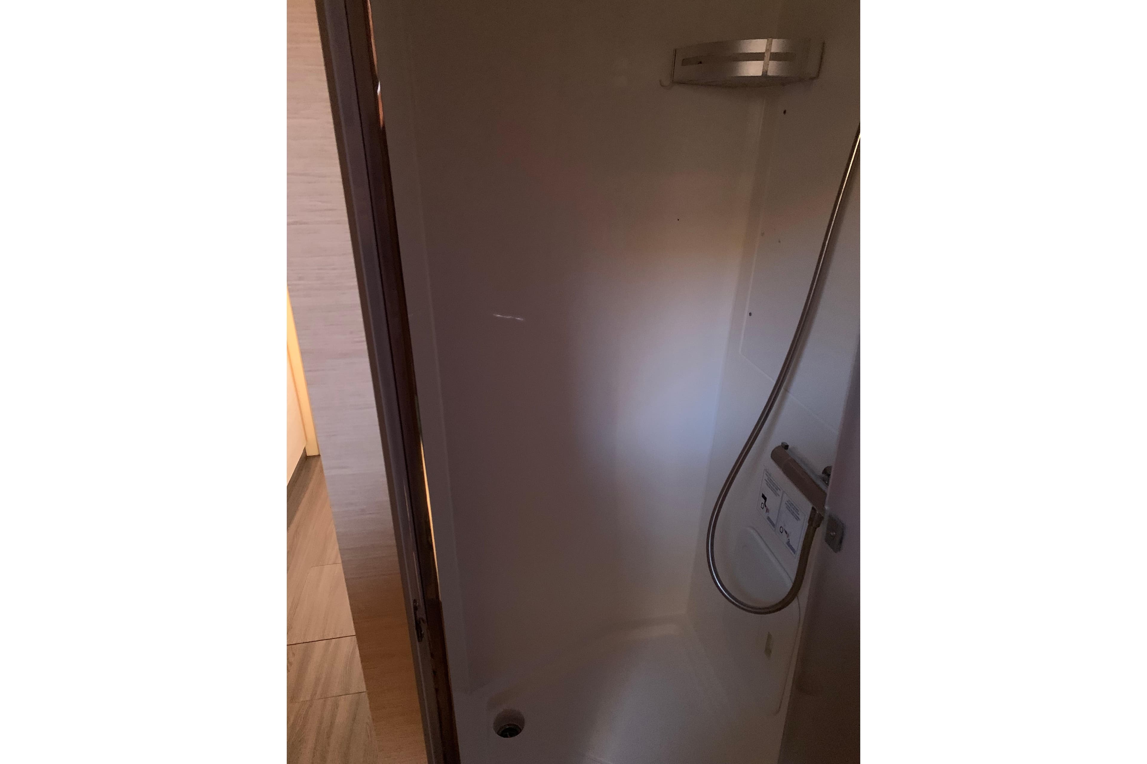 Shower area inside 2018 Fountaine Pajot SABA 50 catamaran, featuring modern fixtures.