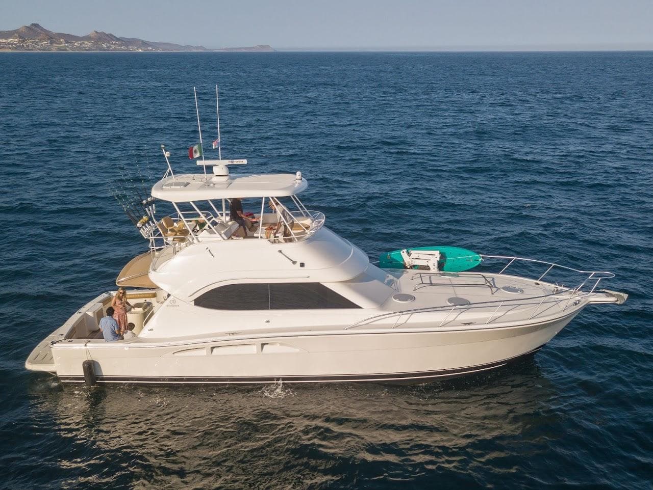 2005 Riviera 47 Convertible Series II yacht cruising on open sea.
