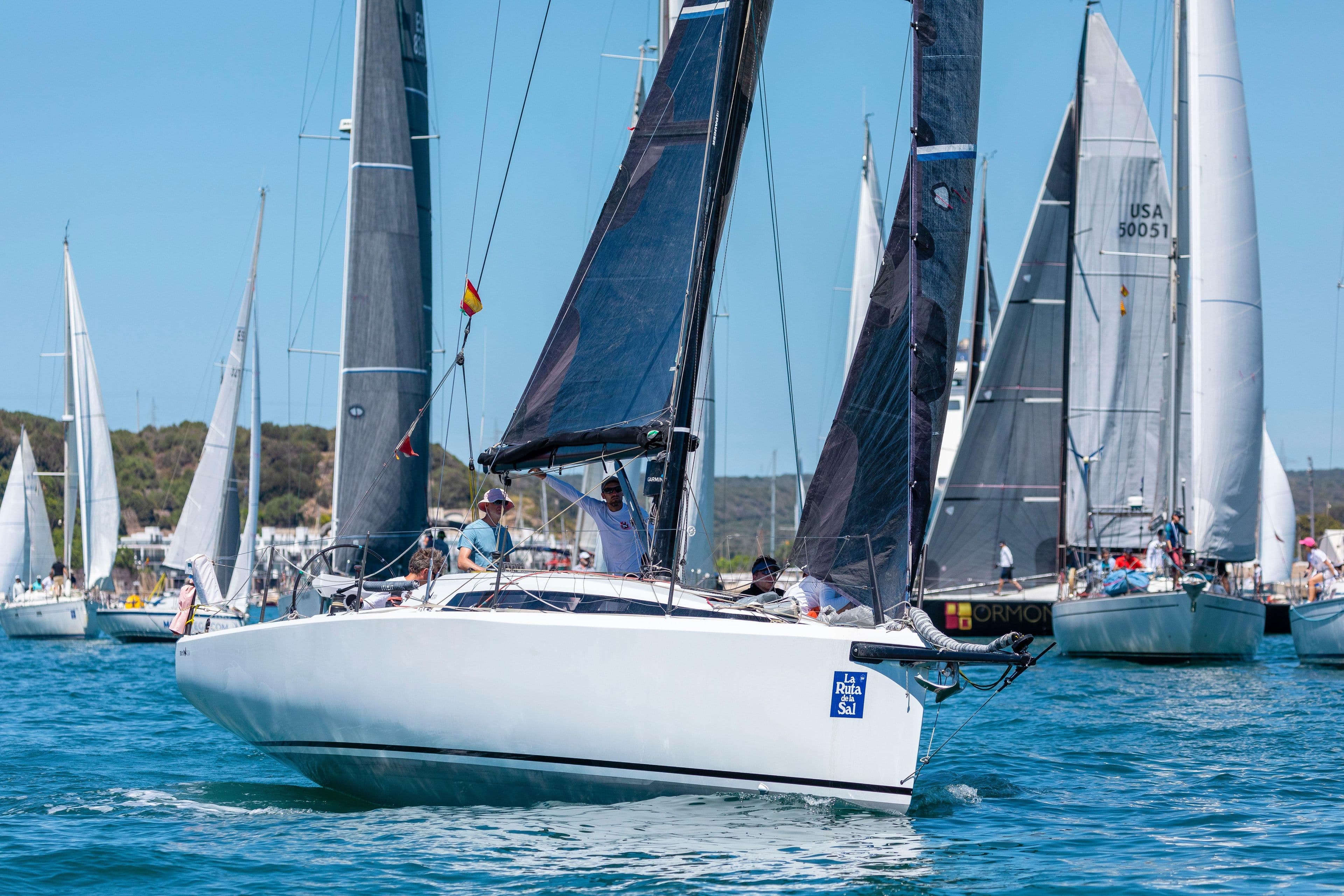 Neo 350 sailboat from 2022 racing in open sea regatta.