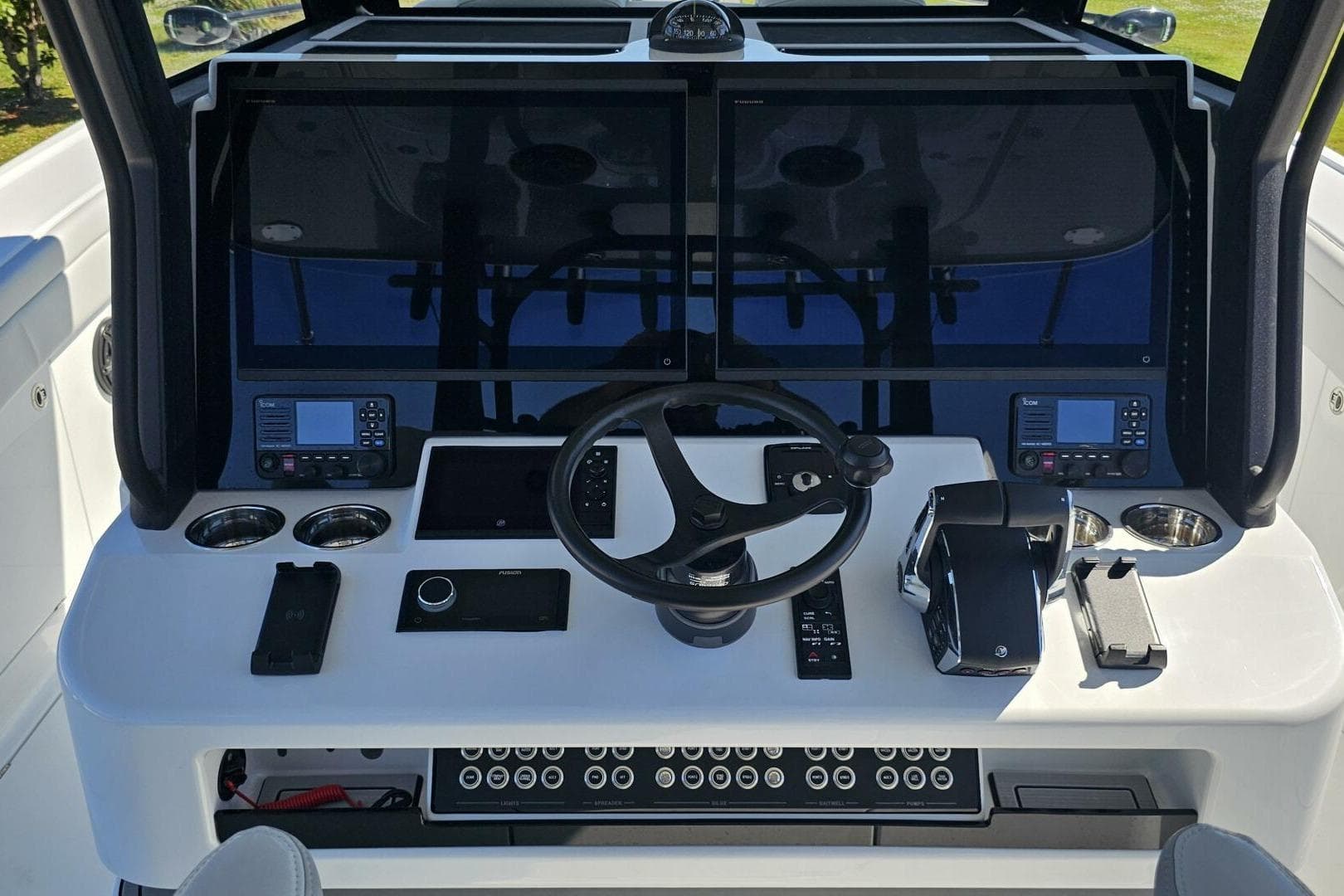2025 Costa Custom Boats 34ST dashboard with advanced navigation and control systems.