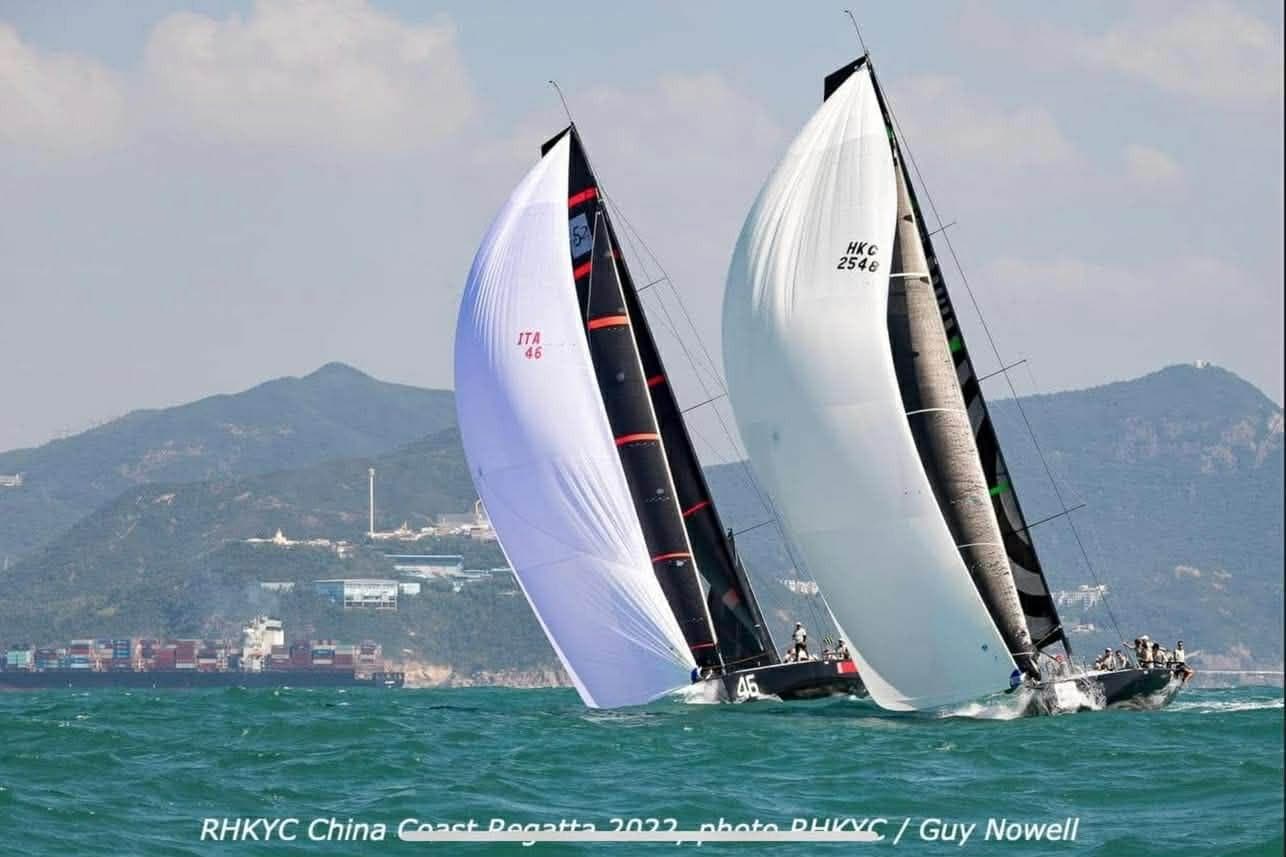 Sailboats racing in RHKYC China Coast Regatta 2022, featuring Judel and Vrolijk TP 52.