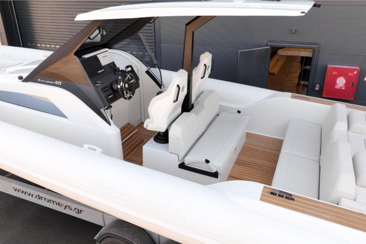 2022 Technohull 12b boat interior with modern seating and sleek design.