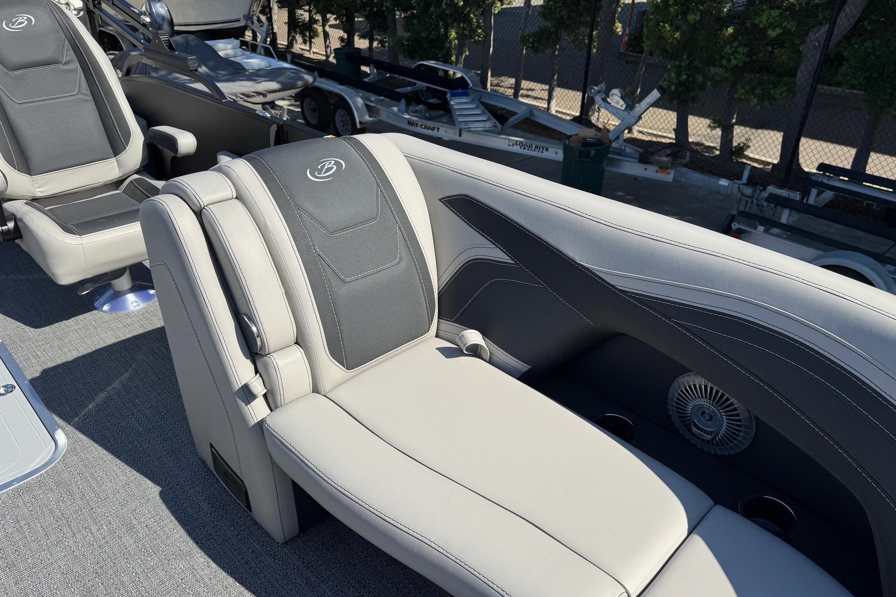2026 Barletta Cabrio 22UC boat interior with luxurious seating and modern design.