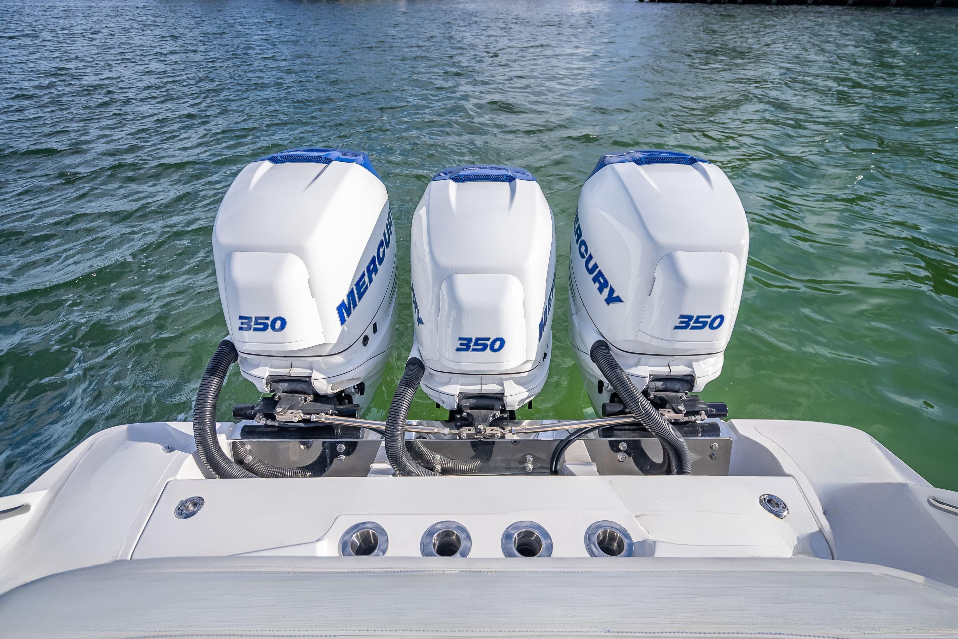 Triple Mercury 350 engines on a 2015 Nor-Tech 340 Sport Center Console boat.