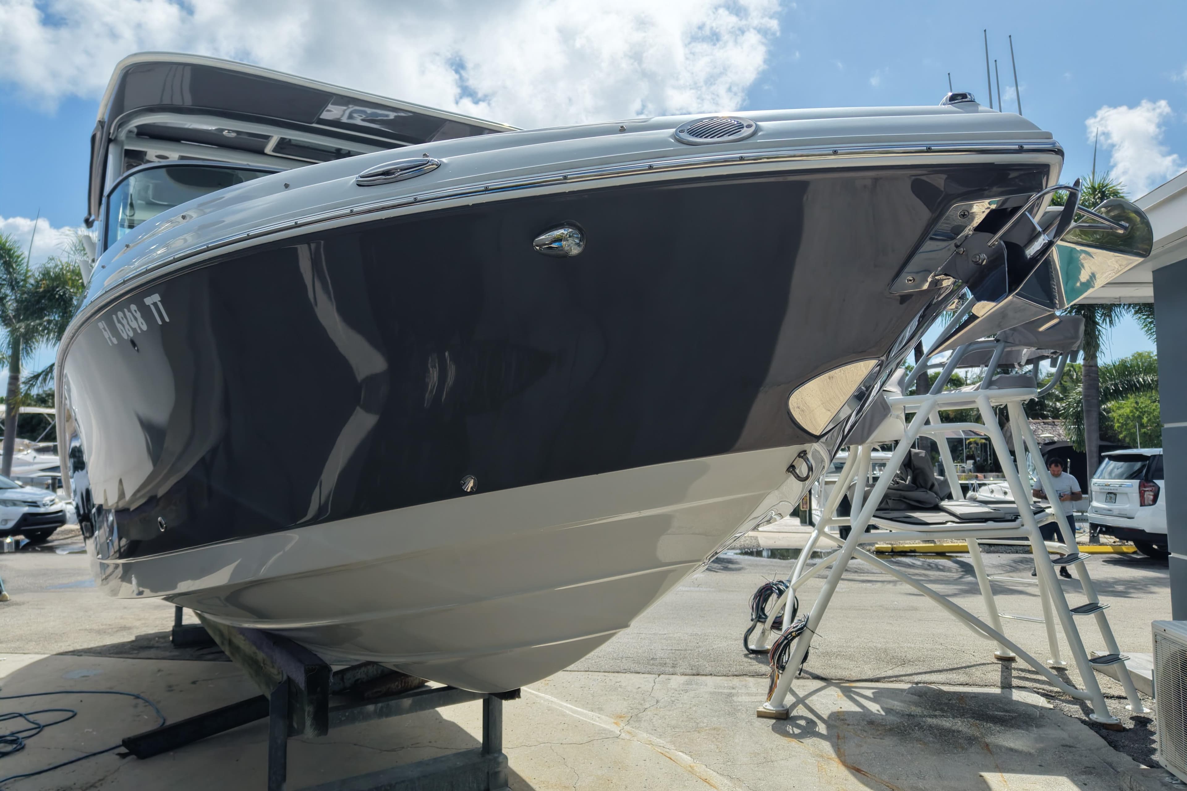 2024 Crownline 260 DC Finseeker boat on display, showcasing sleek design and modern features.