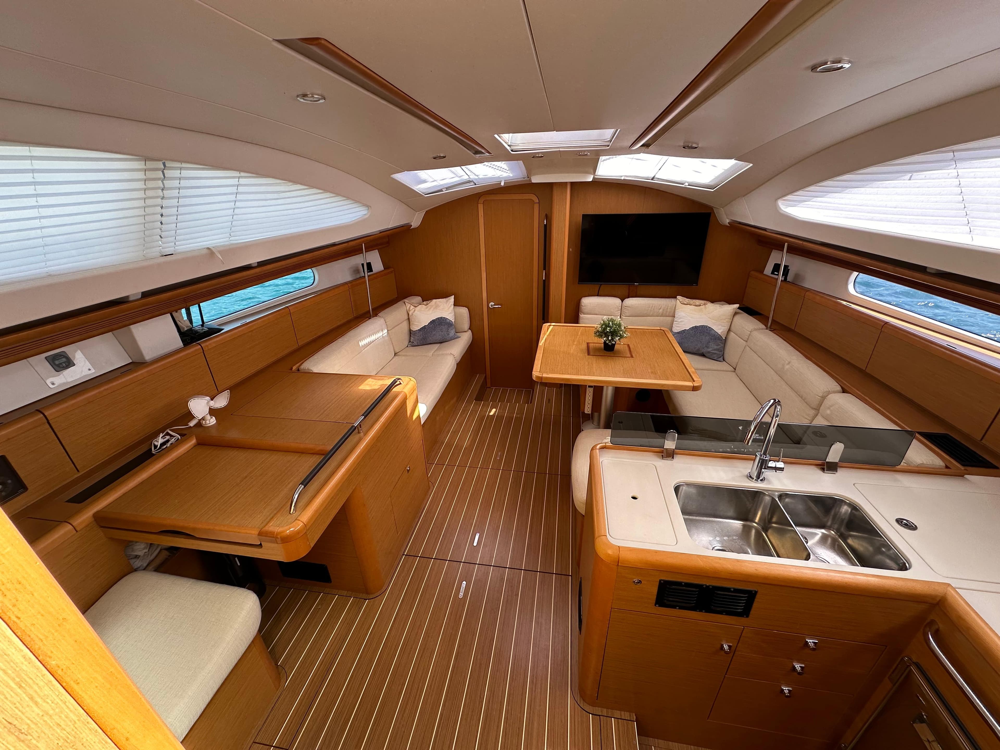Interior of Jeanneau Sun Odyssey 45 DS yacht, year 2011.
