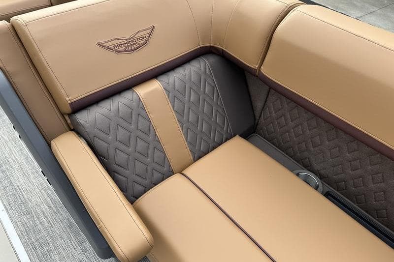 Luxurious seating of 2026 Bennington M Quad Bench 24 MSL with elegant diamond stitching.
