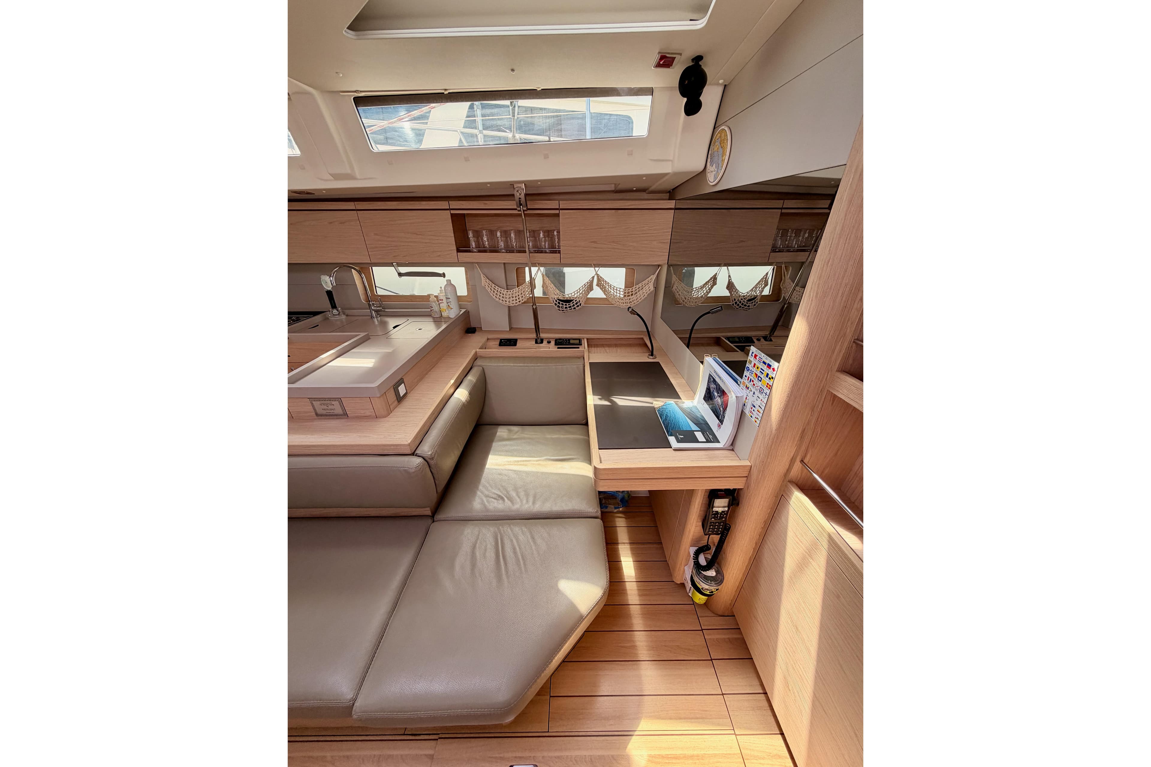 Interior of 2020 Beneteau Oceanis 51.1 yacht with modern design and natural lighting.