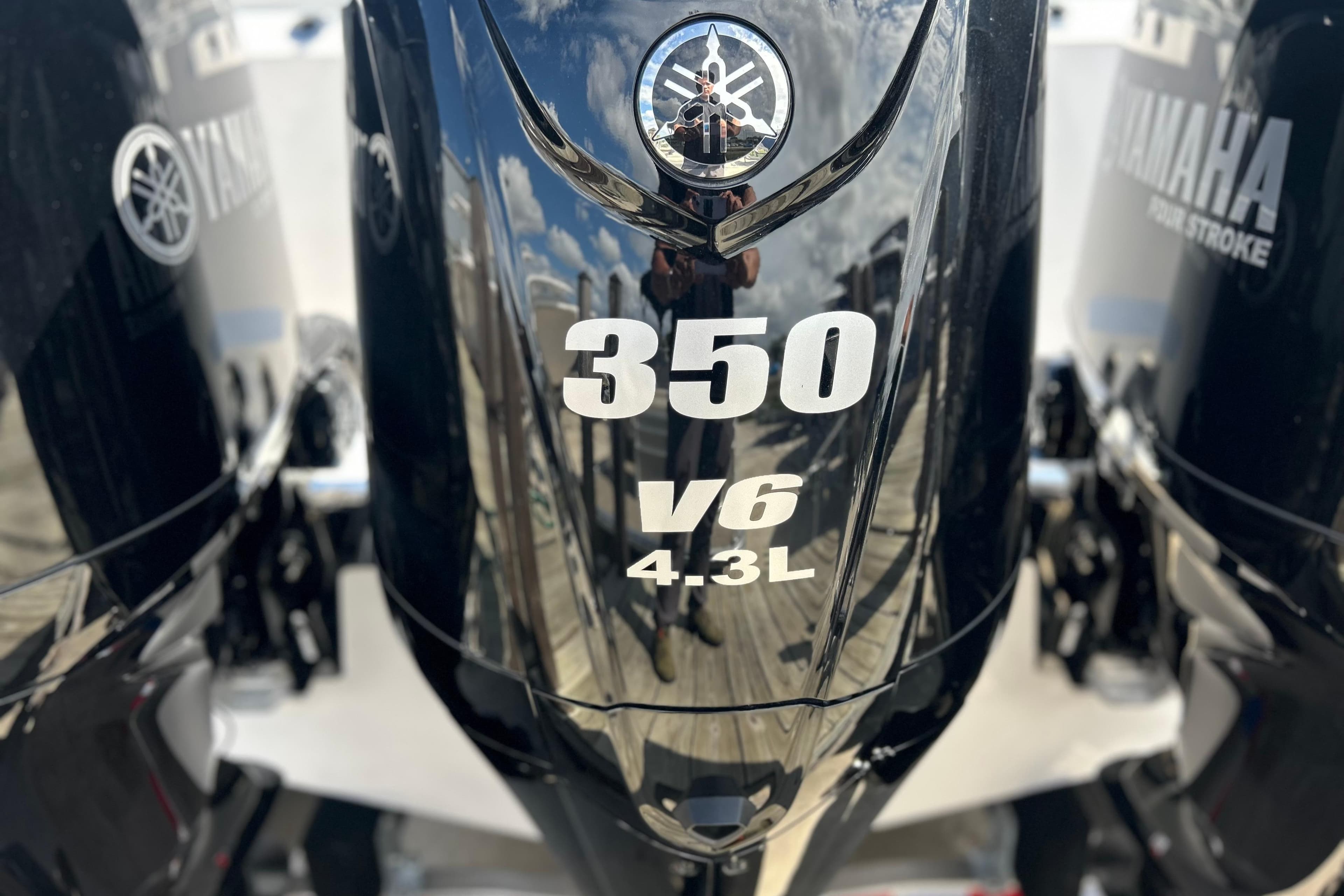 Yamaha 350 V6 4.3L outboard engine on 2026 Sea Fox 368 Commander.