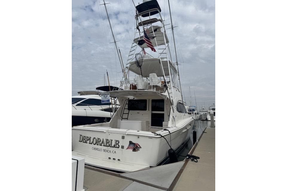 2003 Riviera 4700 Sport Yacht docked at Cabrillo Beach, CA.