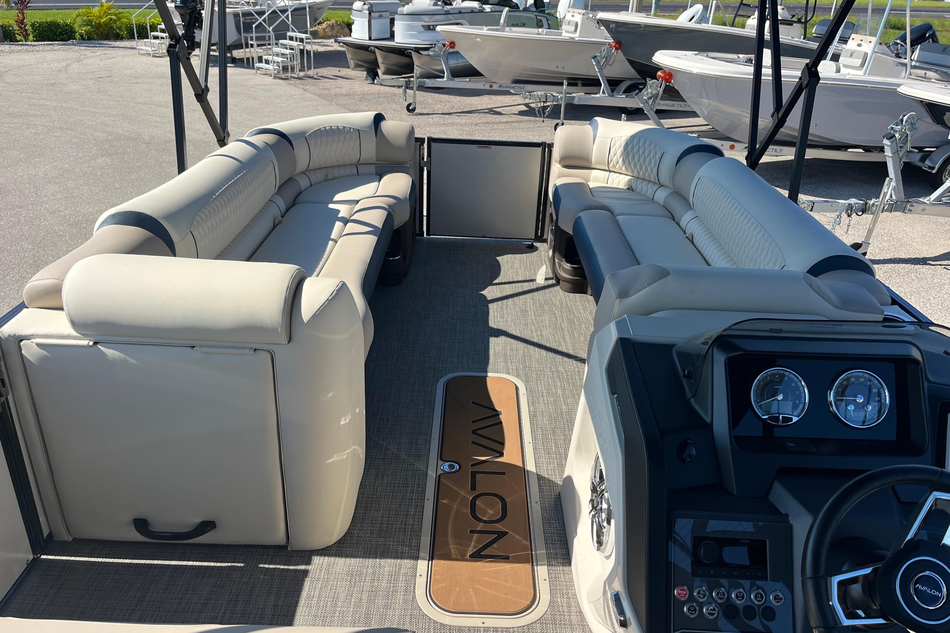 Luxurious 2026 Avalon 2785 Catalina Bar with plush seating and modern dashboard.