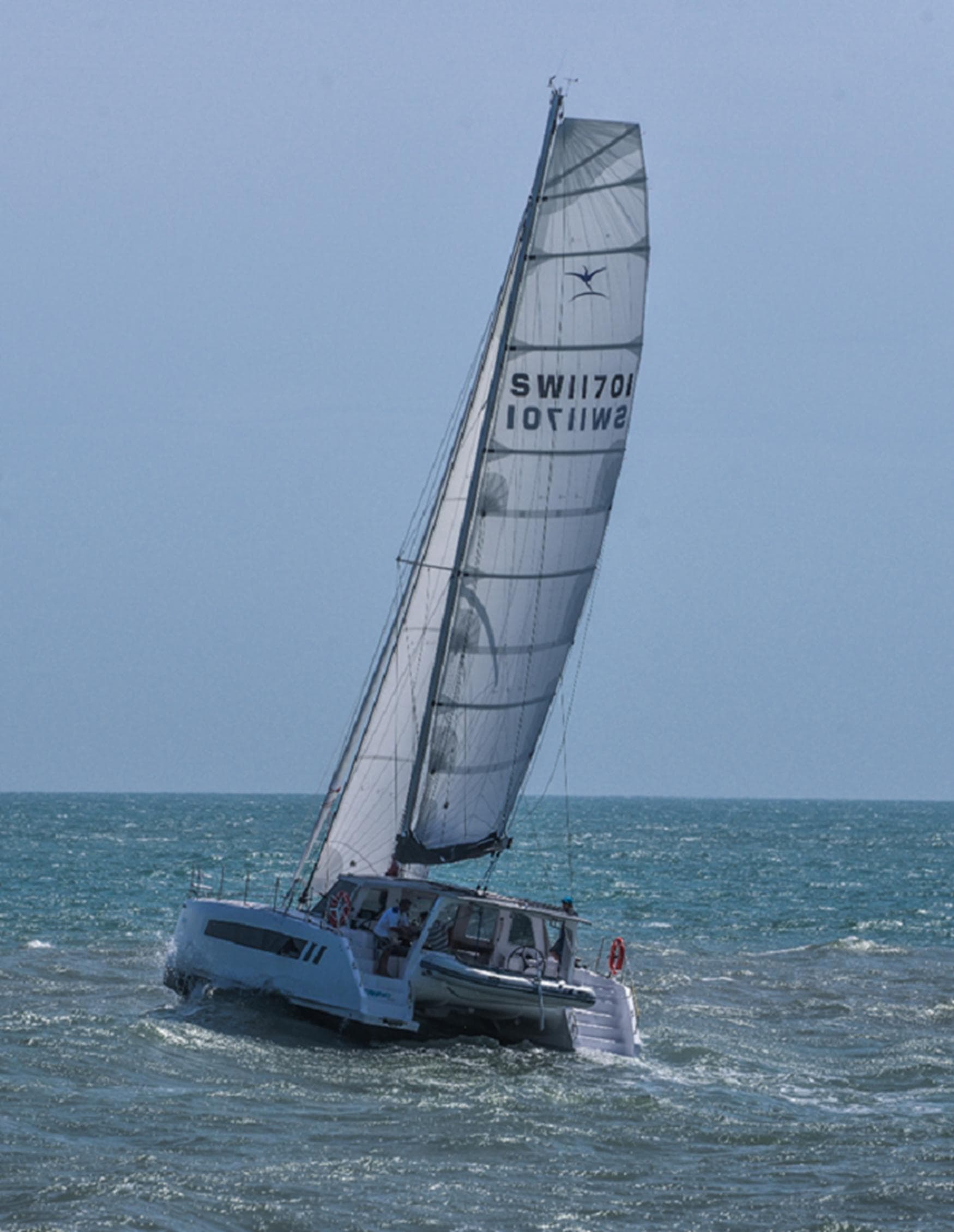 2025 Seawind 1170 sailing catamaran on open water.