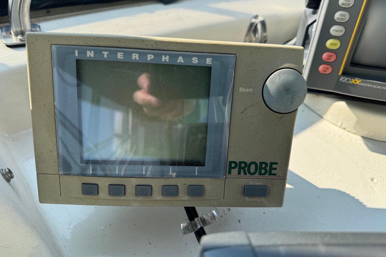 Interphase Probe marine navigation device on 1985 Silverton 40 Aft Cabin yacht.