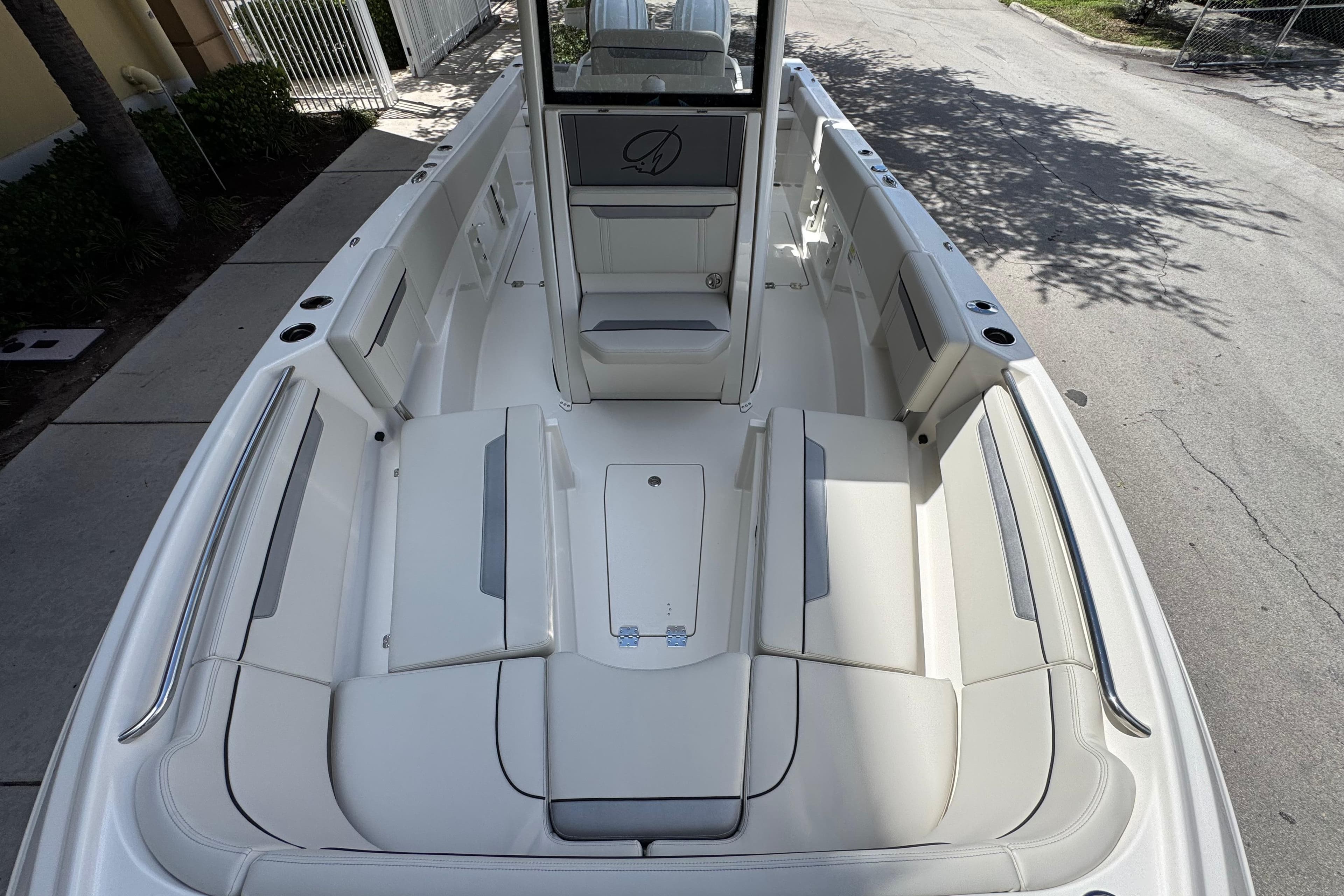 2026 Sailfish 252 boat interior with spacious seating and modern design.