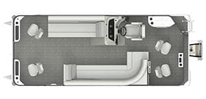 Top view of 2023 Crest CLASSIC 220 FISH C4 pontoon boat layout.