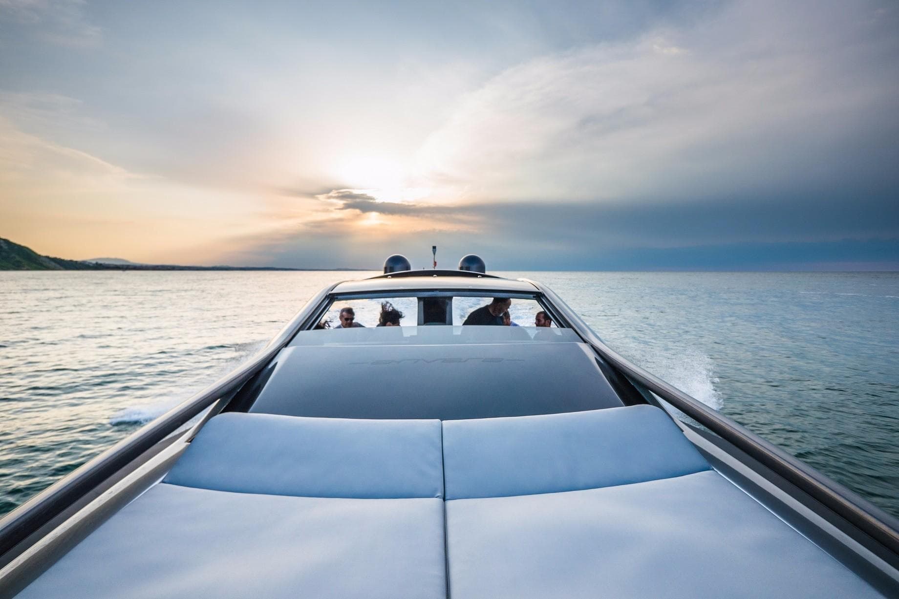 Anvera 58S yacht cruising at sunset,