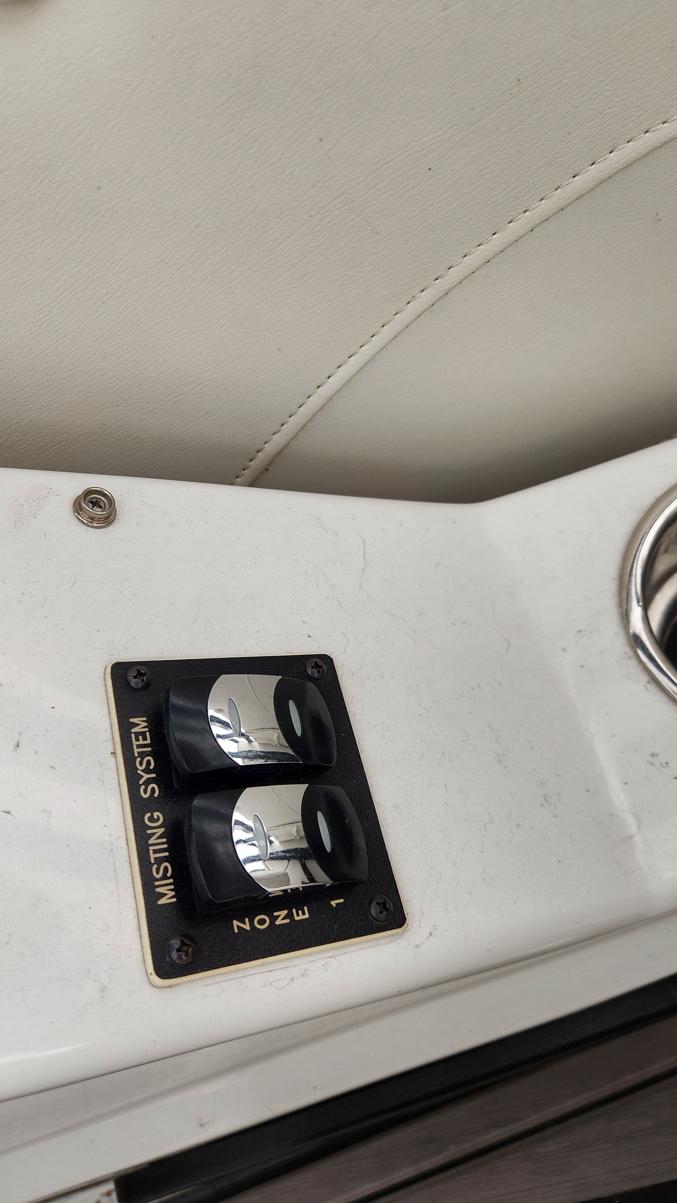 Misting system controls on JC MFG NEPTOON 25 SPSL 2018 boat.