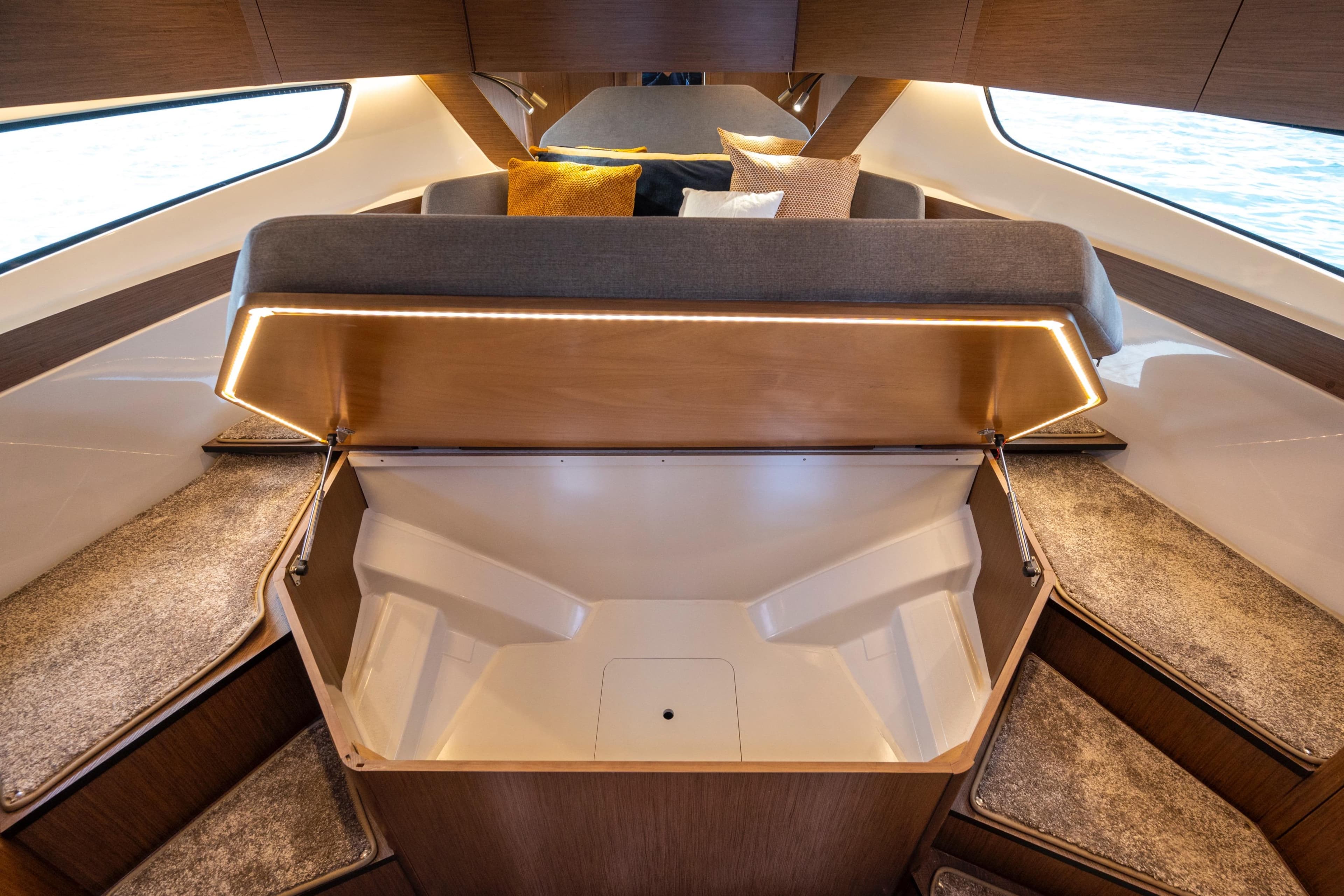 Interior of 2026 Beneteau Antares 11 Coupe with storage space.