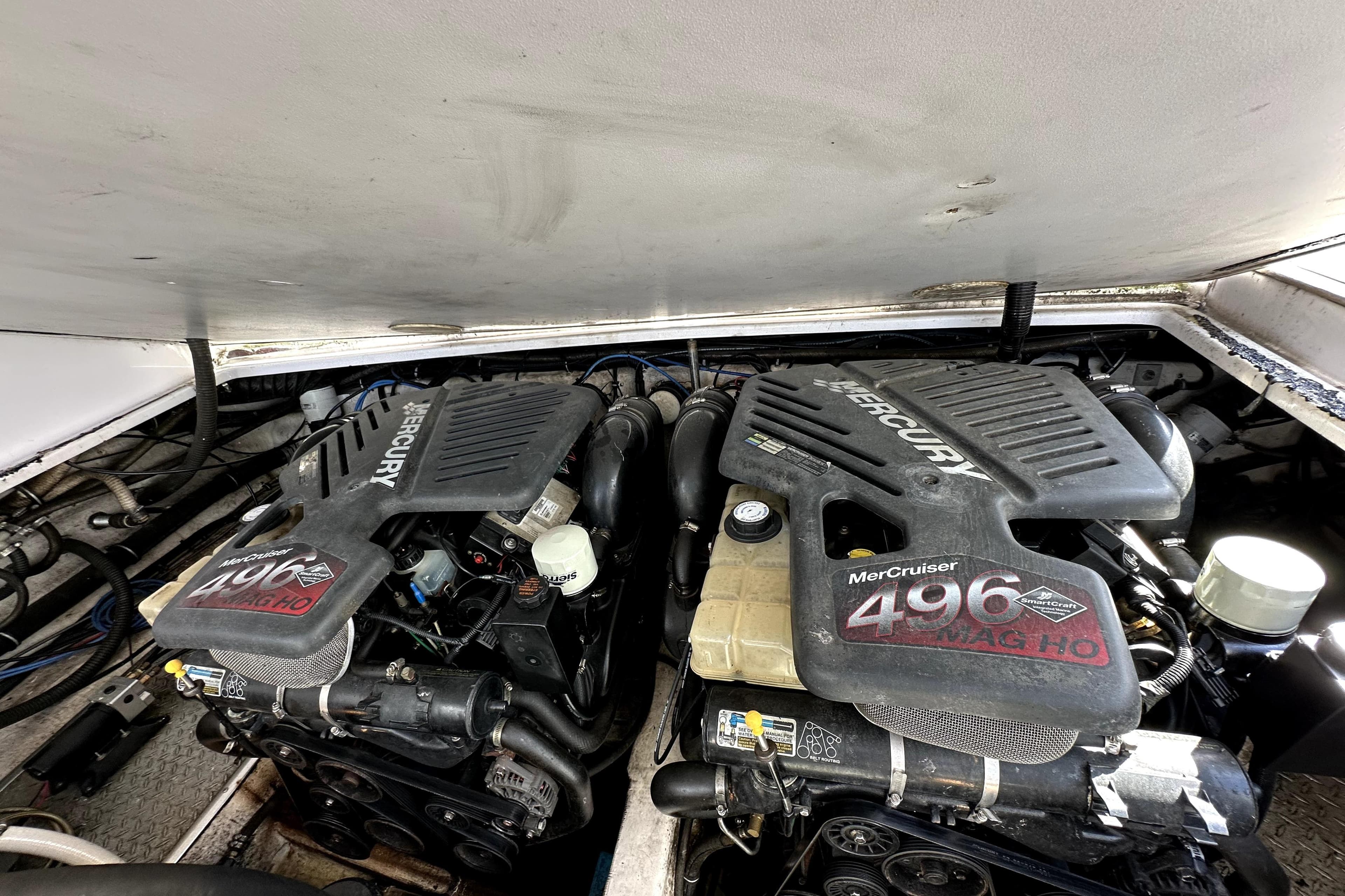 Twin MerCruiser 496 engines in a 2003 Donzi 39 ZSC boat.