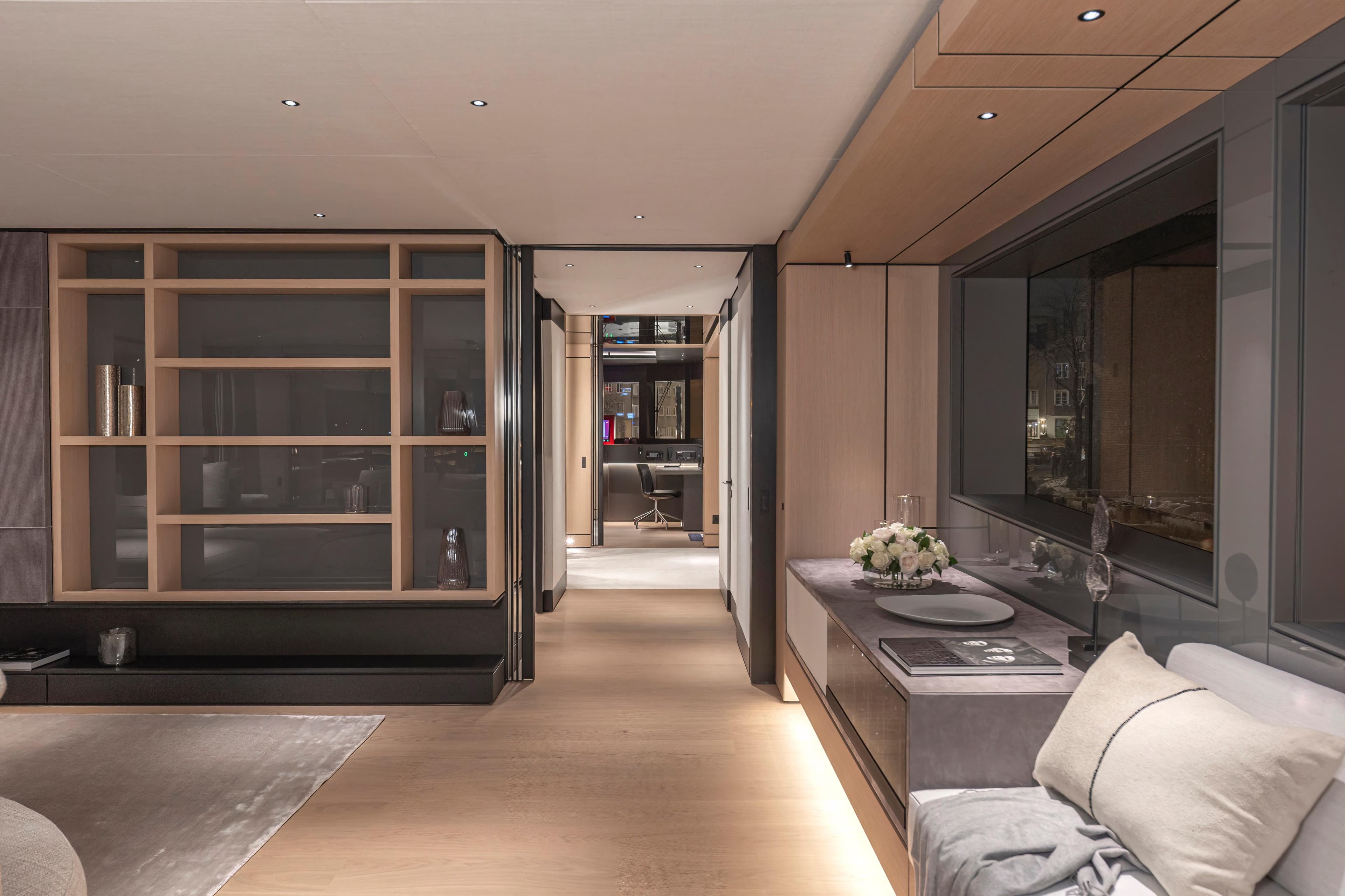 Modern Conrad C144S yacht interior, 2026 model, featuring sleek design and luxurious furnishings.