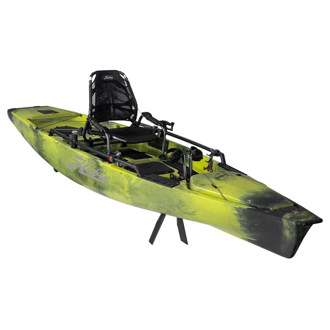2025 Hobie PRO ANGLER 14 360 kayak in vibrant green and black design.