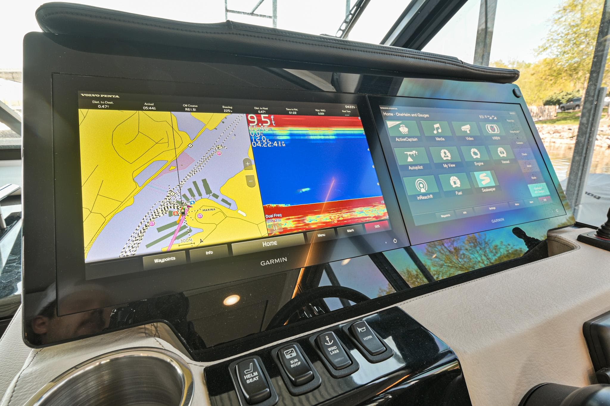 2021 Regal 36 Grande Coupe dashboard with advanced navigation displays.
