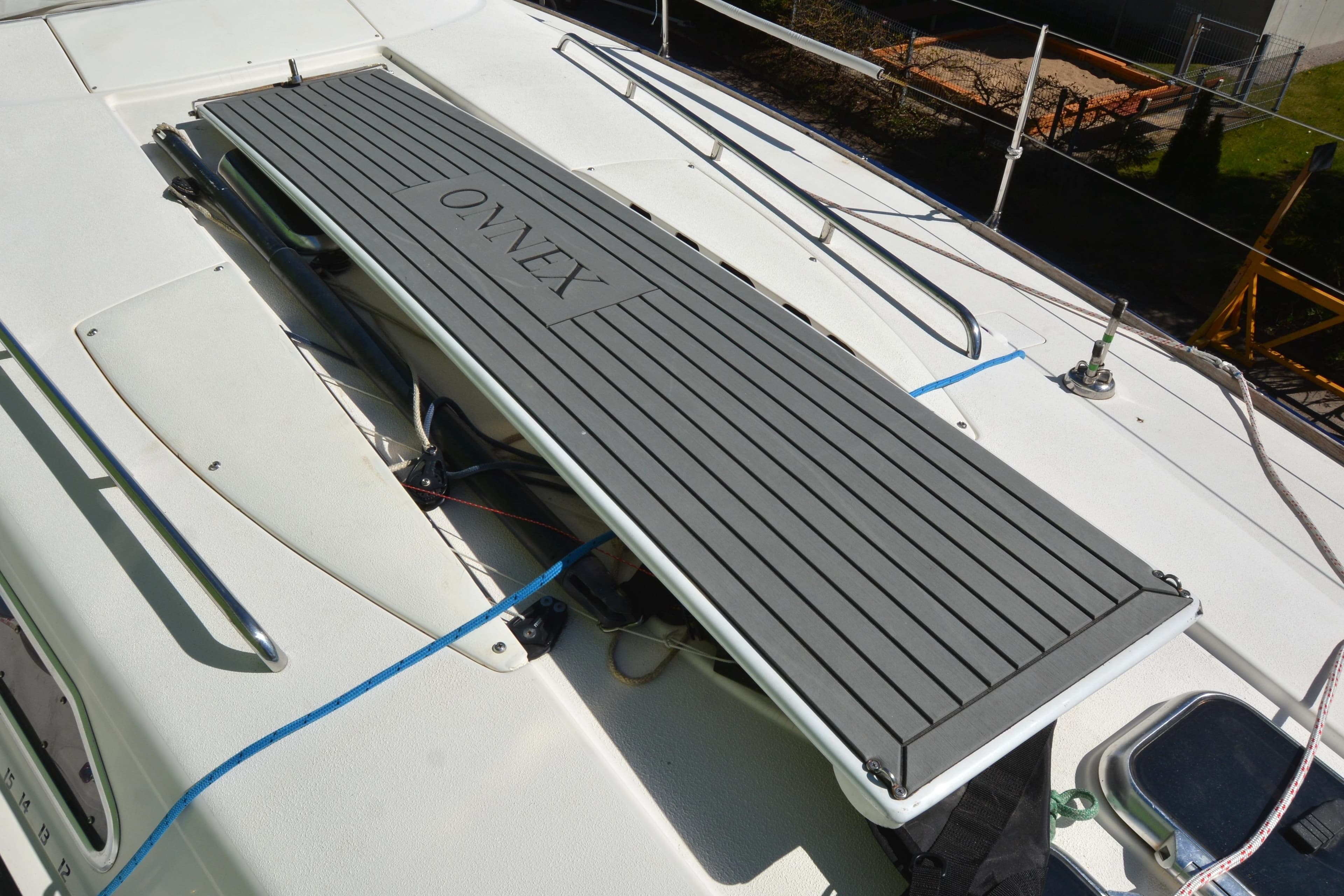 Deck of 2004 X-Yachts X-46 sailboat with ONYX panel installation.