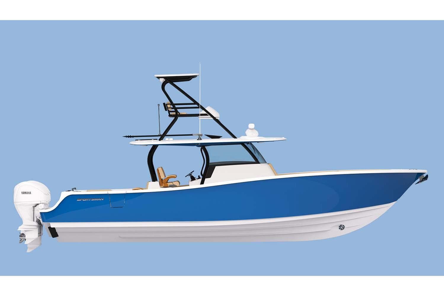 Manufacturer Provided Image: 2026 Sportsman Open 402 Center Console boat with blue hull and Yamaha engine.