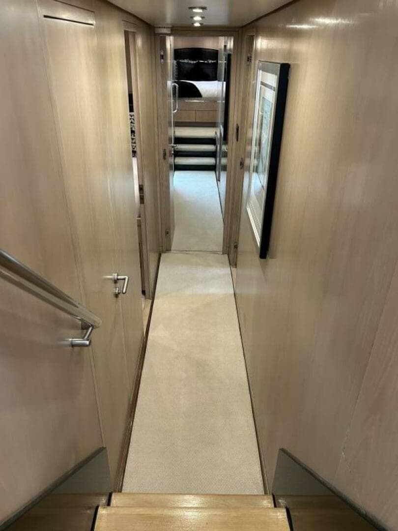 Interior hallway of 1983 Palmer Johnson 110 Cruising Sloop yacht.