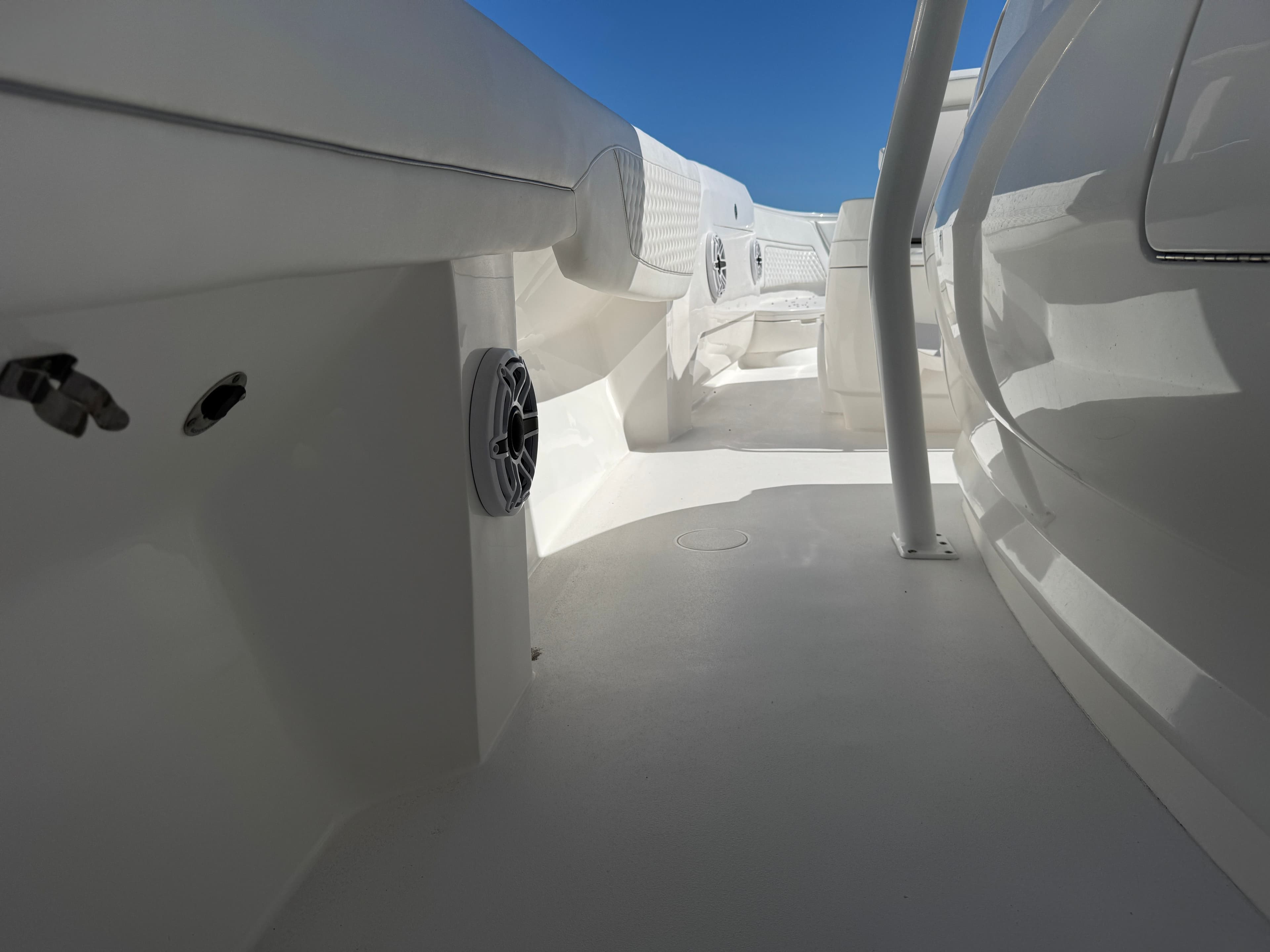 Interior view of the 2024 Intrepid 407 Nomad FE boat.